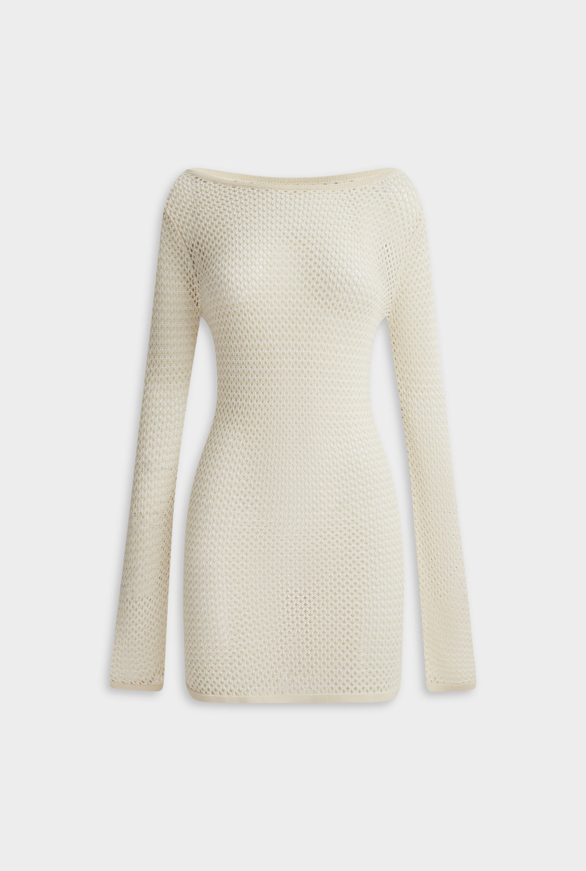 Crochet Cotton Nylon Mini Dress - Off White/Natural