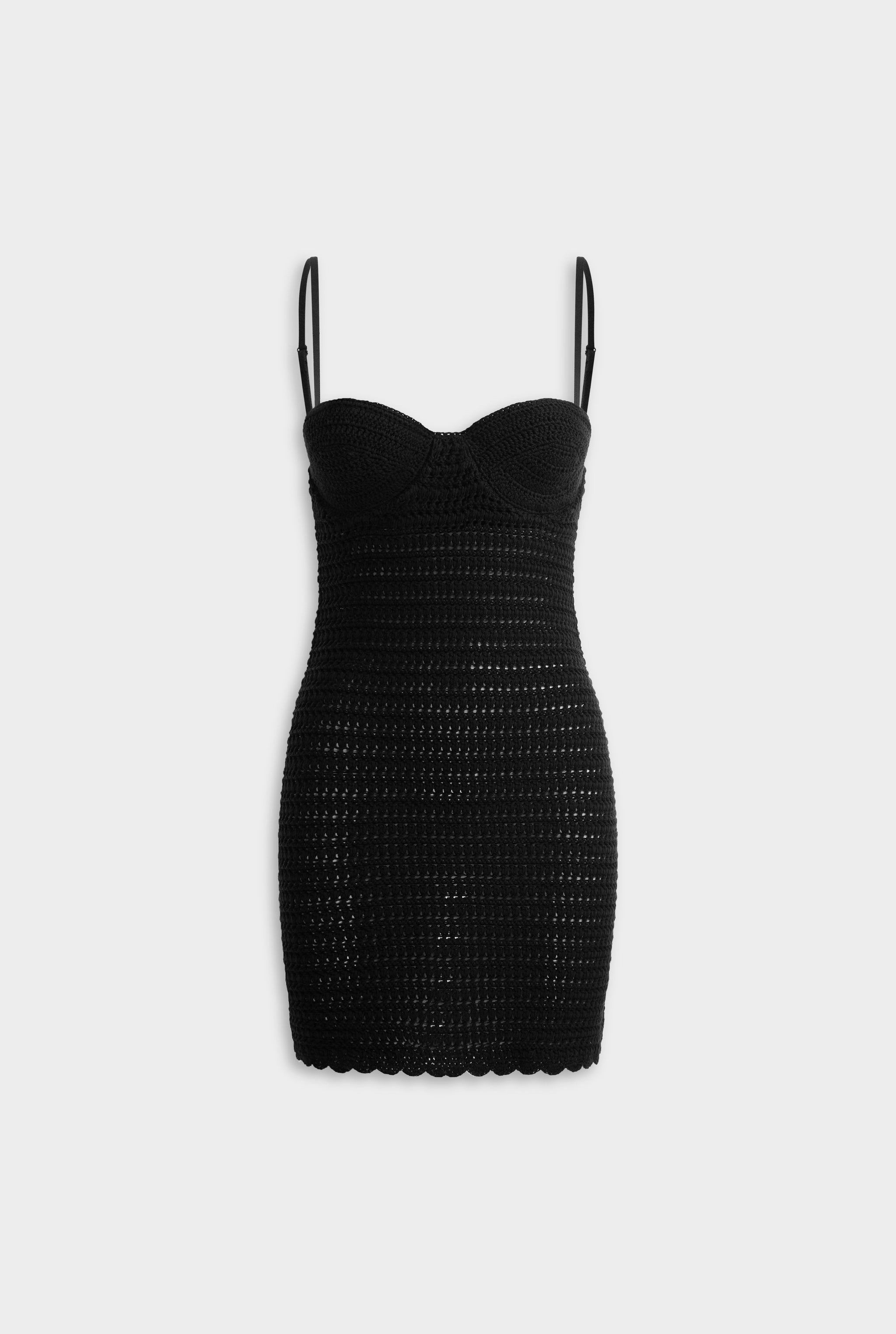 Womens Womens Crochet Strapless Mini Dress in Black
