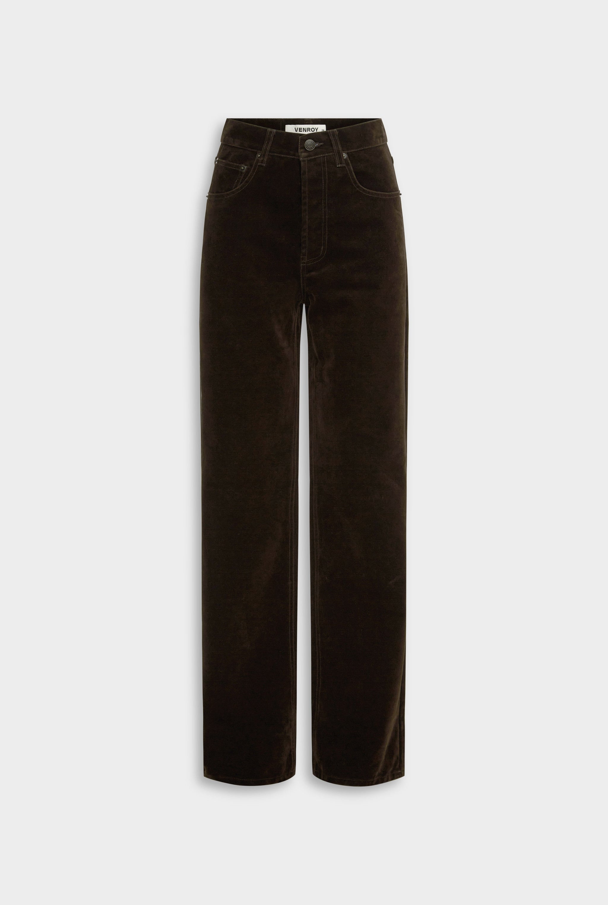 Flocked Cotton V Front Jean - Dark Chocolate