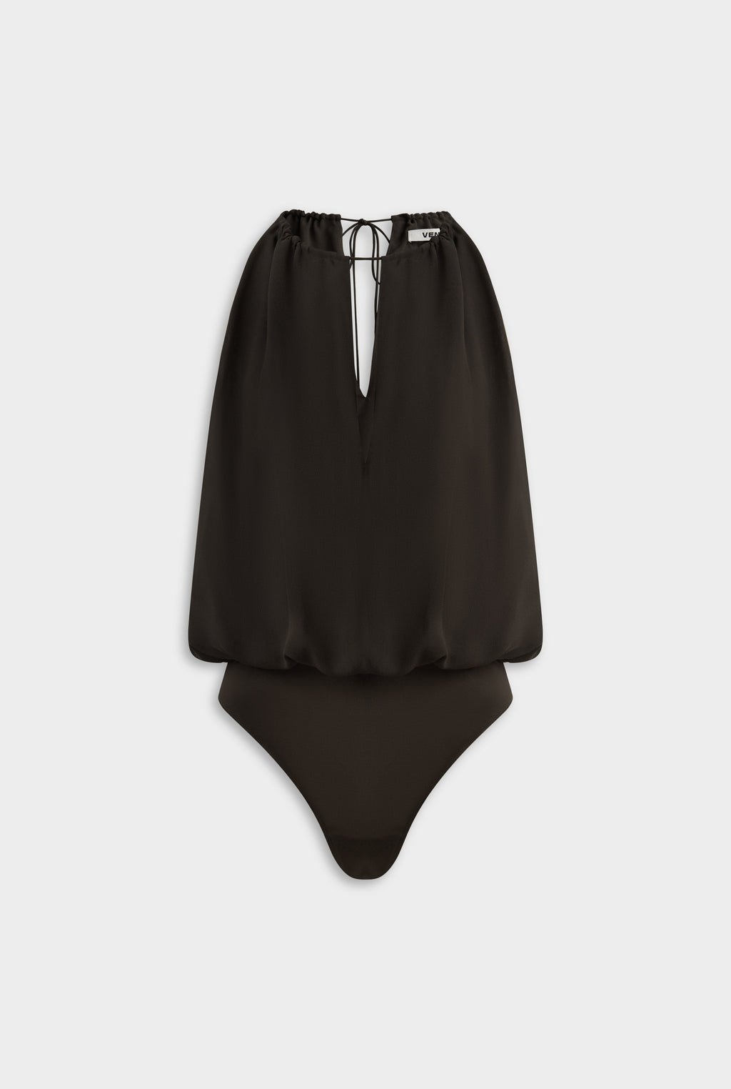 Gathered Silk Bodysuit - Dark Chocolate