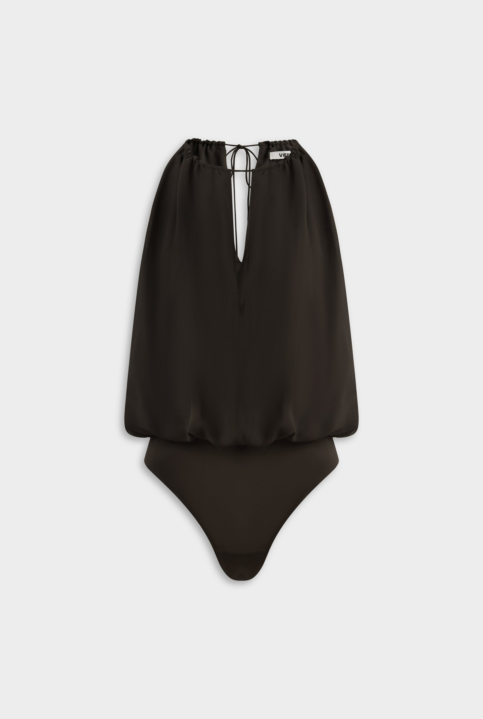 Gathered Silk Bodysuit - Dark Chocolate