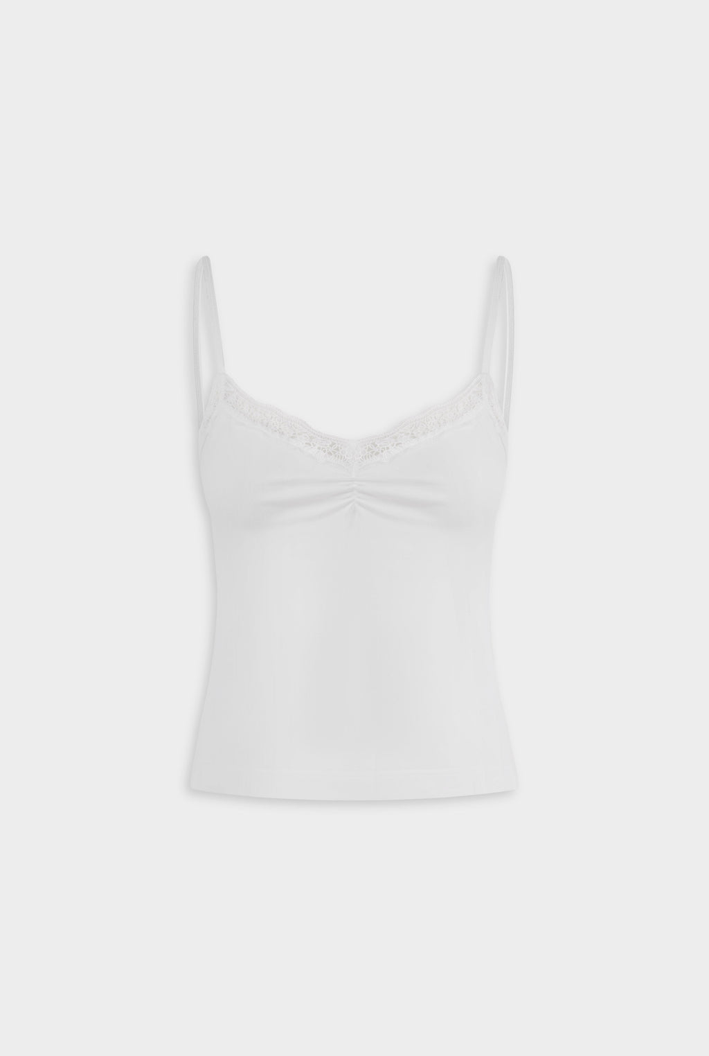 Jersey Lace Trim Tank - White