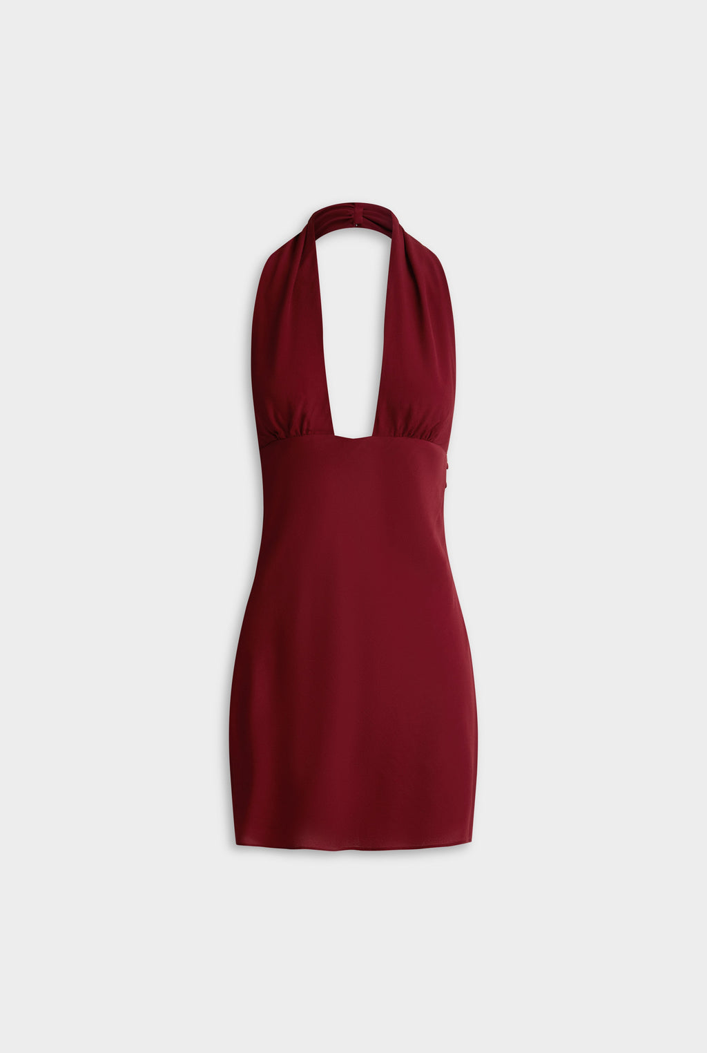 Open Back Halter Mini Dress - Pomegranate