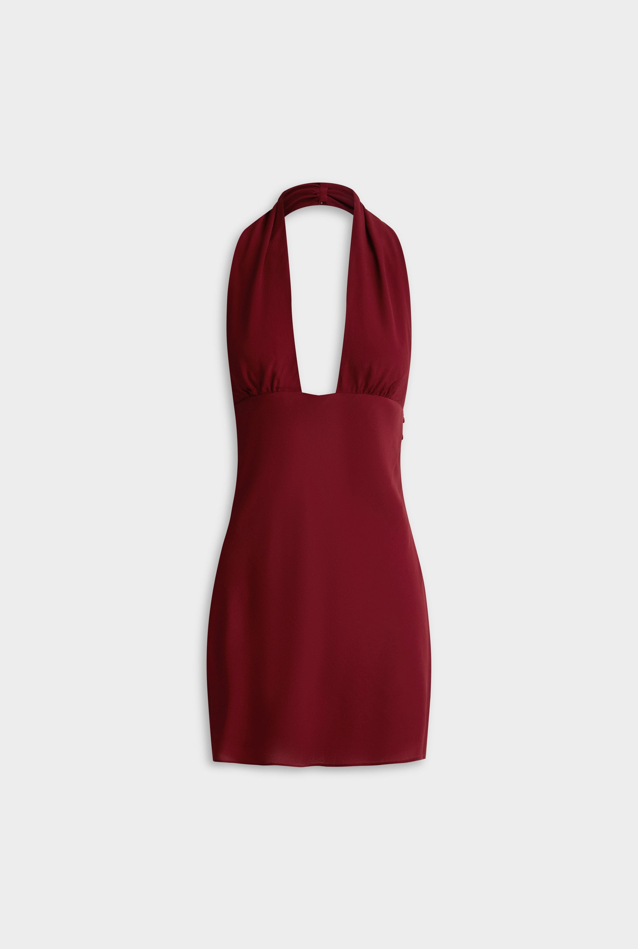 Open Back Halter Mini Dress - Pomegranate