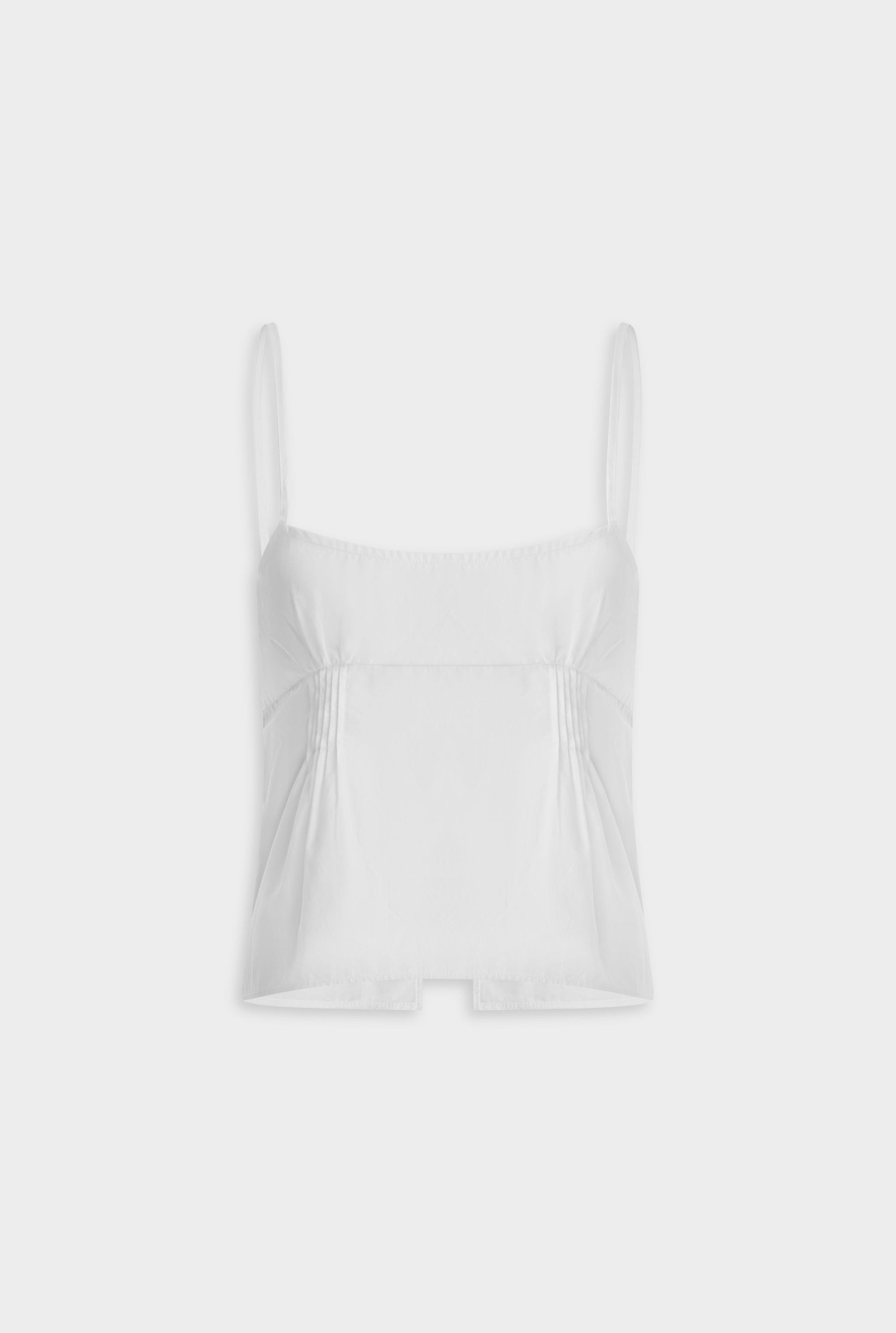 Pintuck Cotton Poplin Cami - White