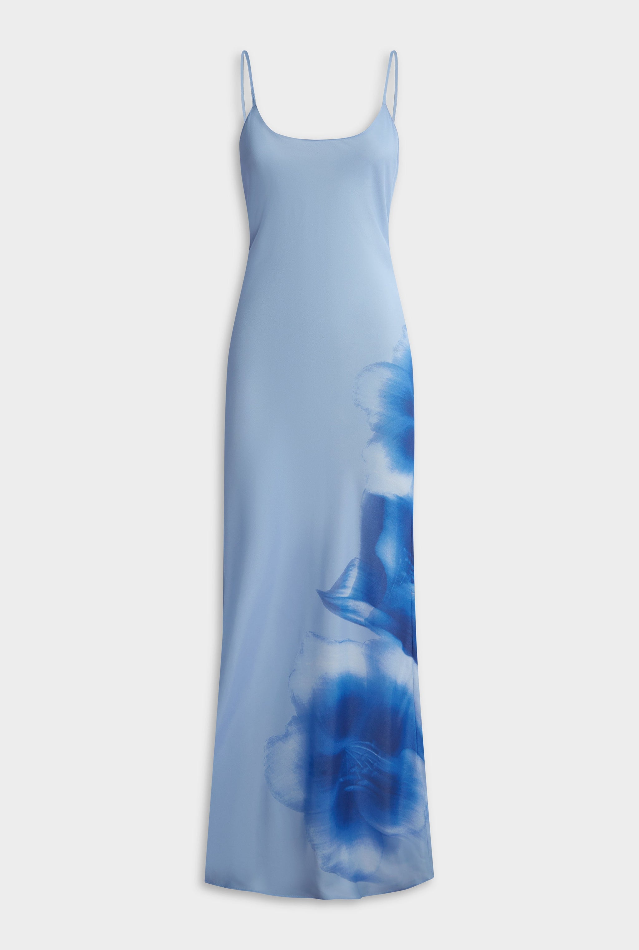 Printed Slip Dress - Powder Blue Blurred Floral