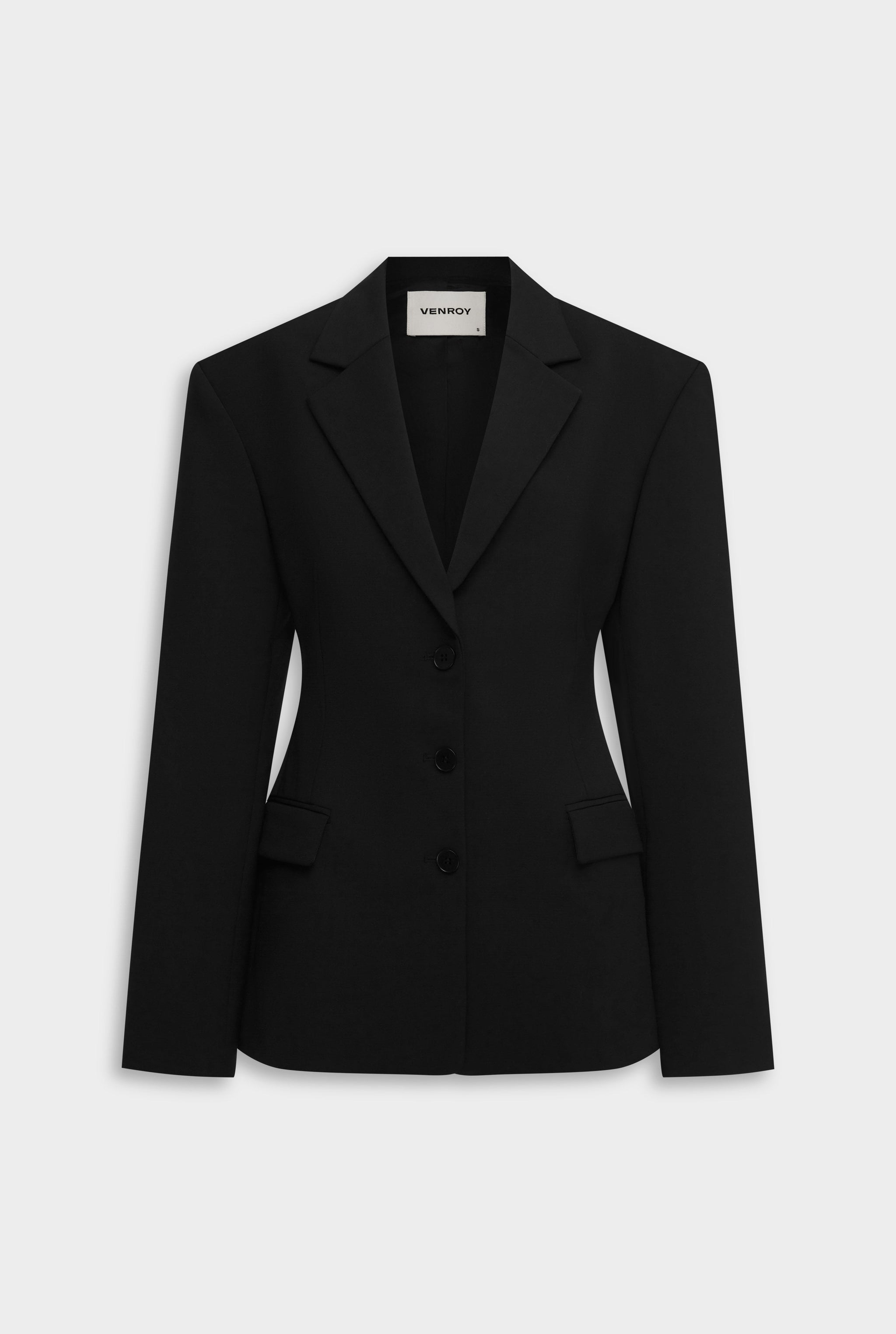 Scuba Wool Sculpted Blazer - Black