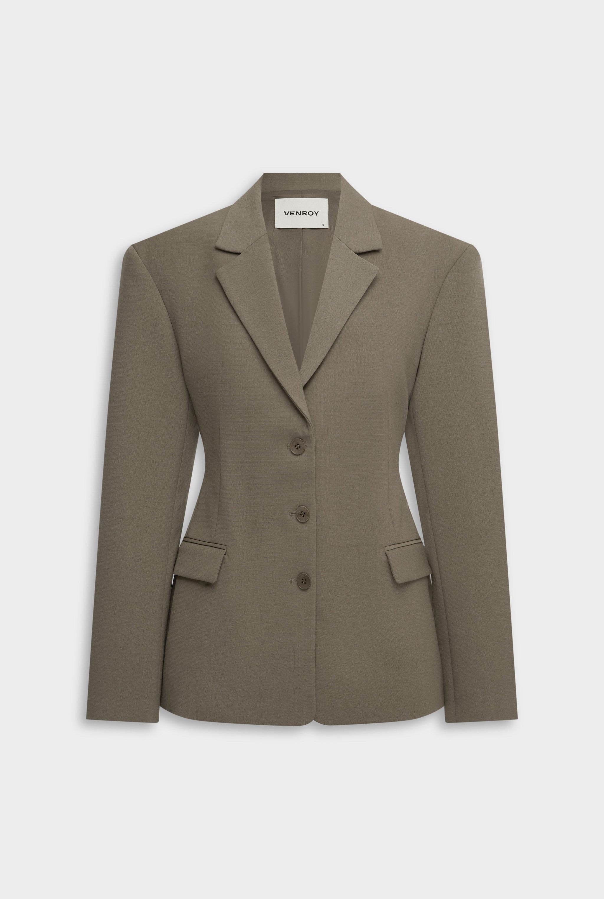 Scuba Wool Sculpted Blazer - Taupe