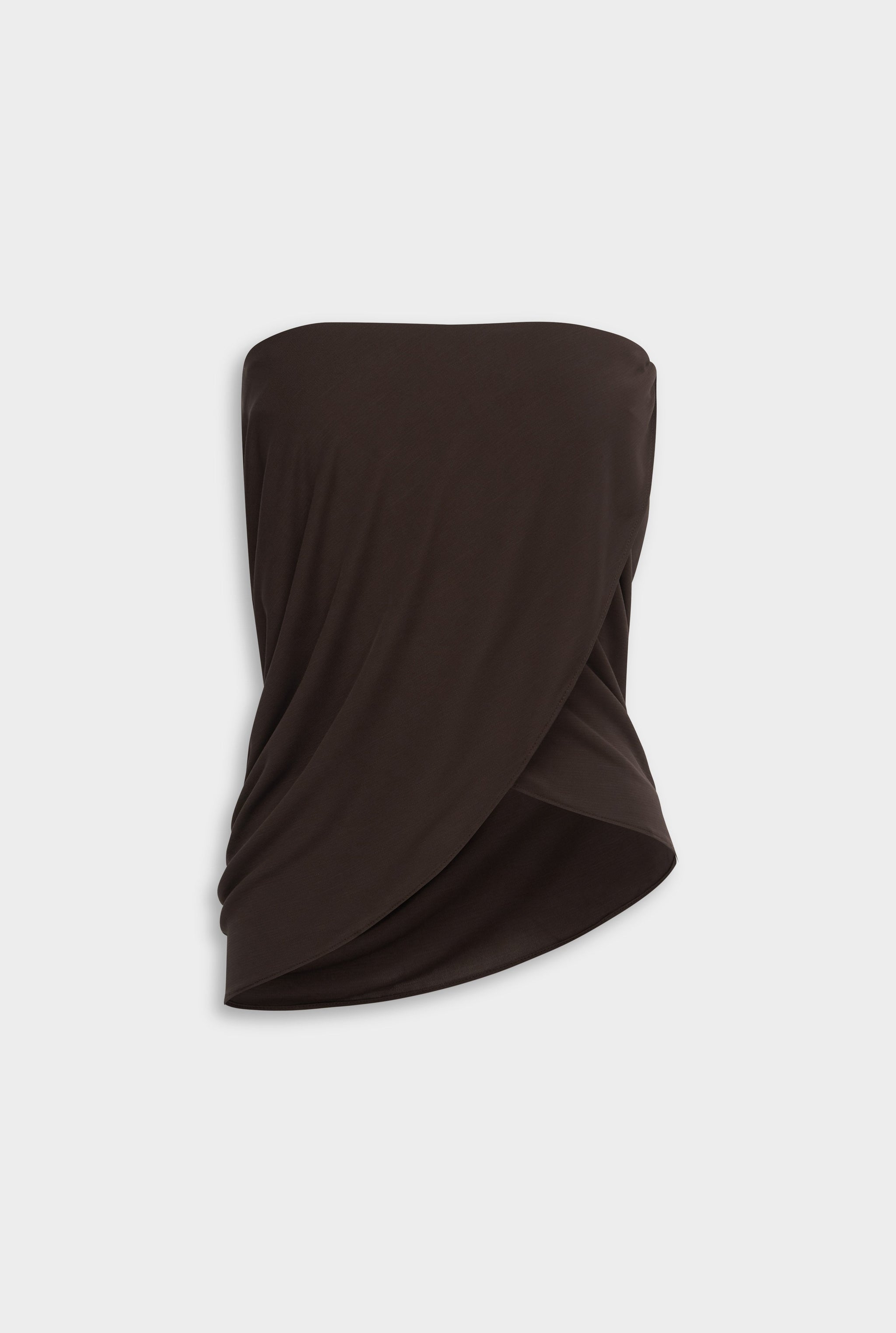 Side Cowl Strapless Bustier - Chocolate
