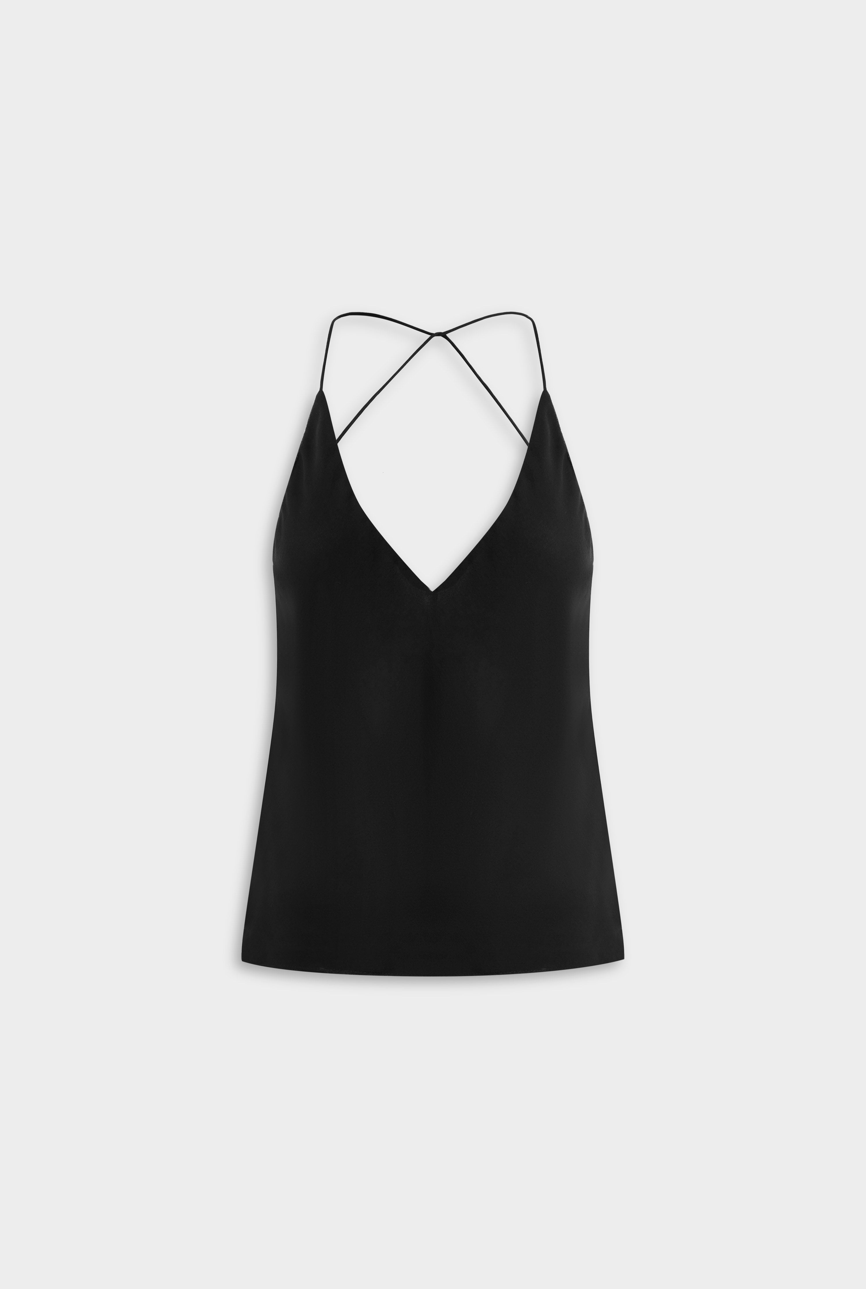 Cross Back Silk Cami in Black | Venroy – VENROY US