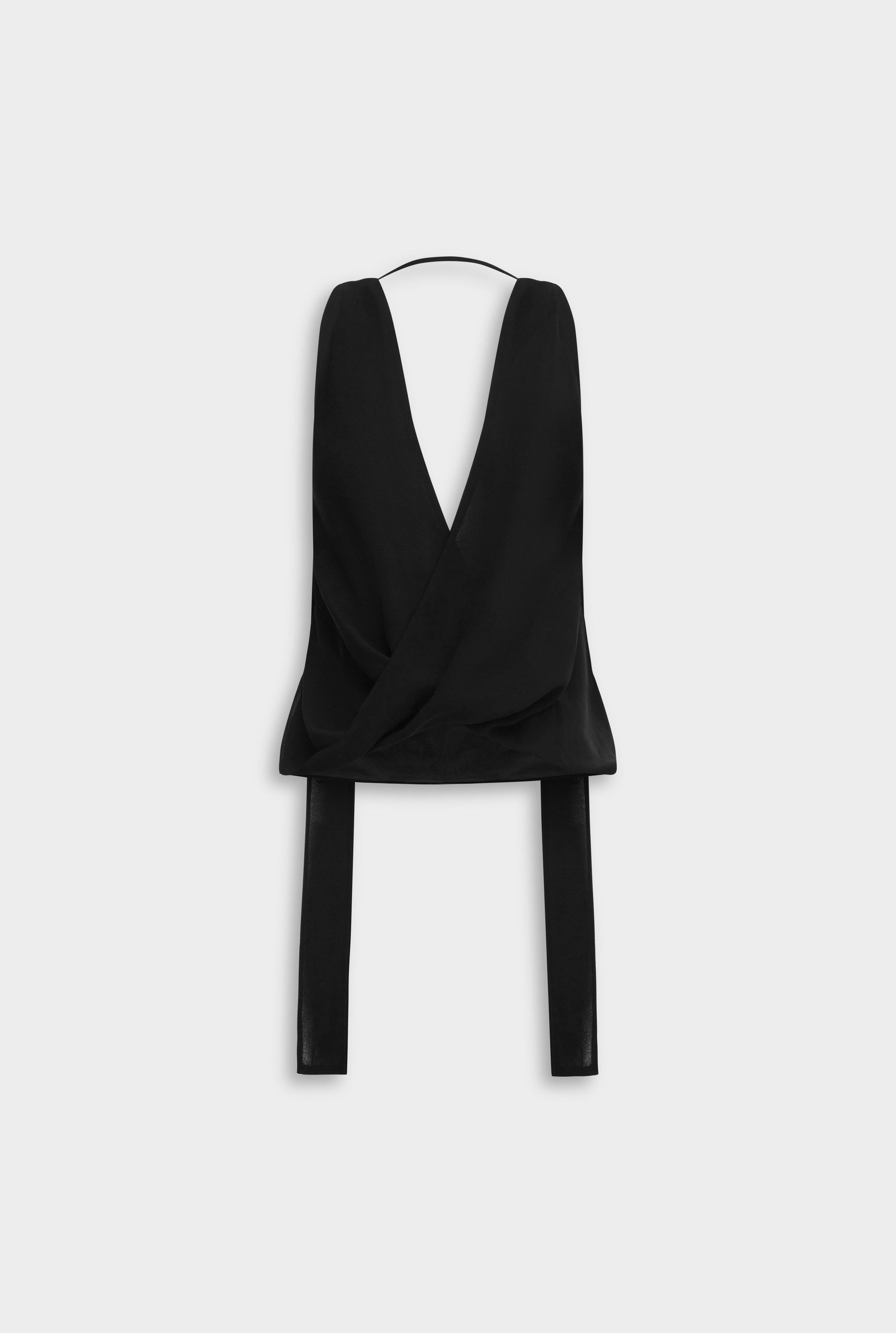 Silk Twist Plunge Top - Black