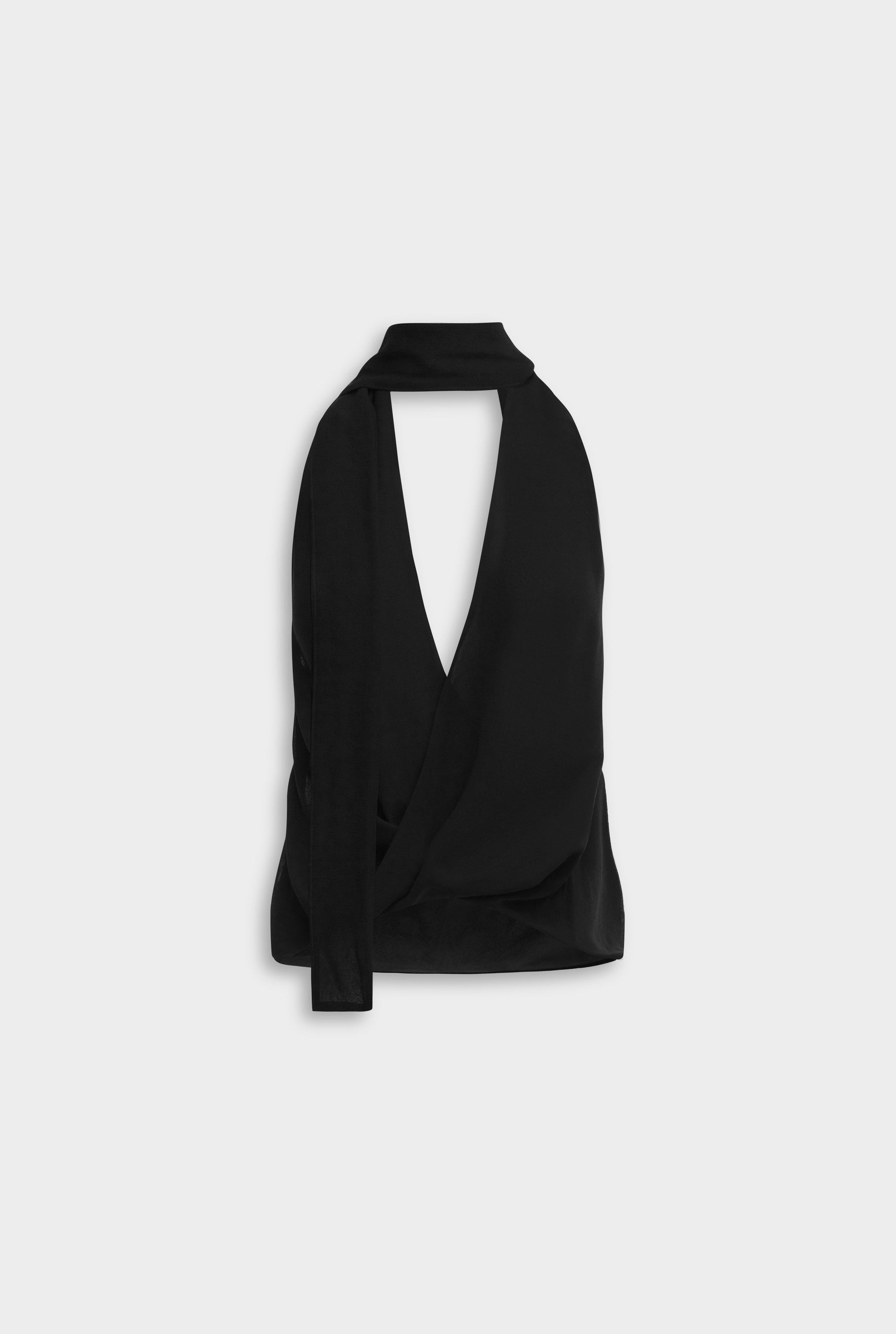 Silk Twist Plunge Top - Black