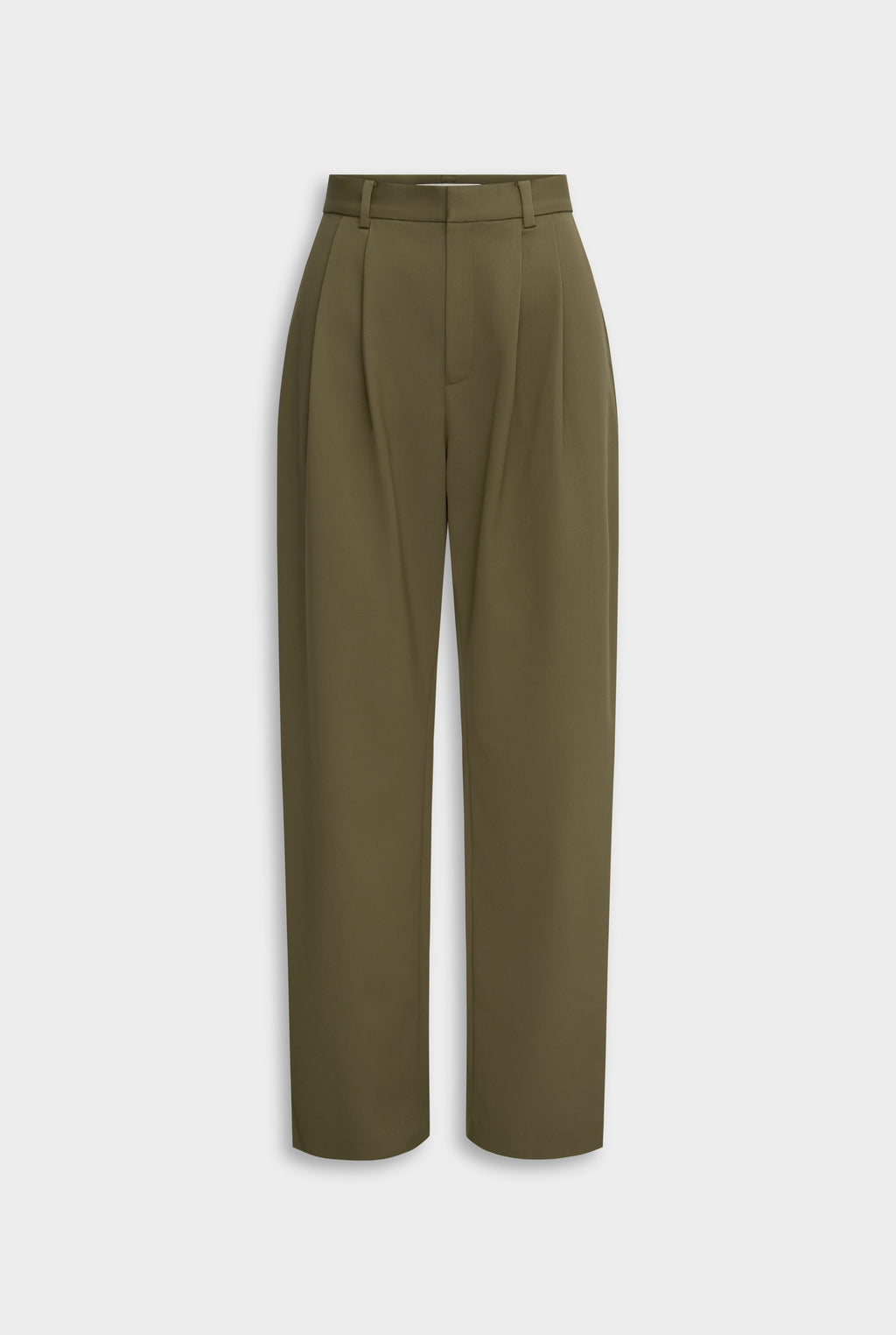 Wool Twill Tapered Pleat Trouser - Olive