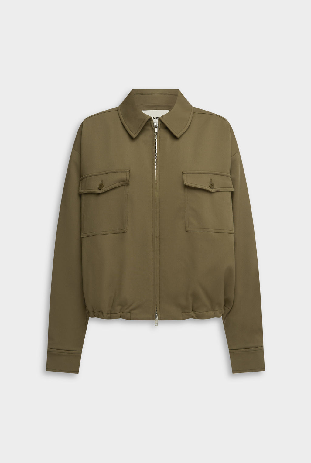 Wool Twill Zip Jacket - Olive