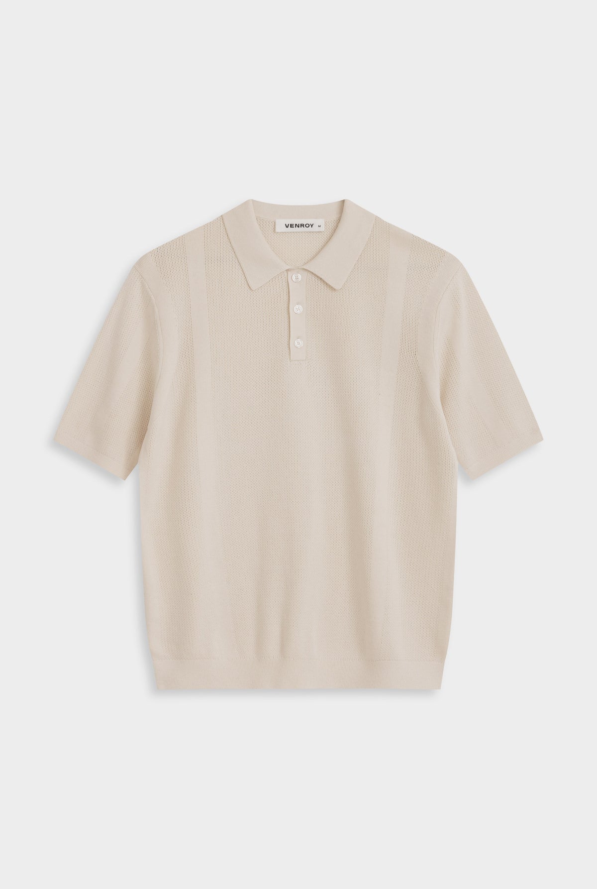 Cotton Pointelle Stripe Polo - Oat [[AU_MEDIA:gid://shopify/MediaImage/27754568482903]]