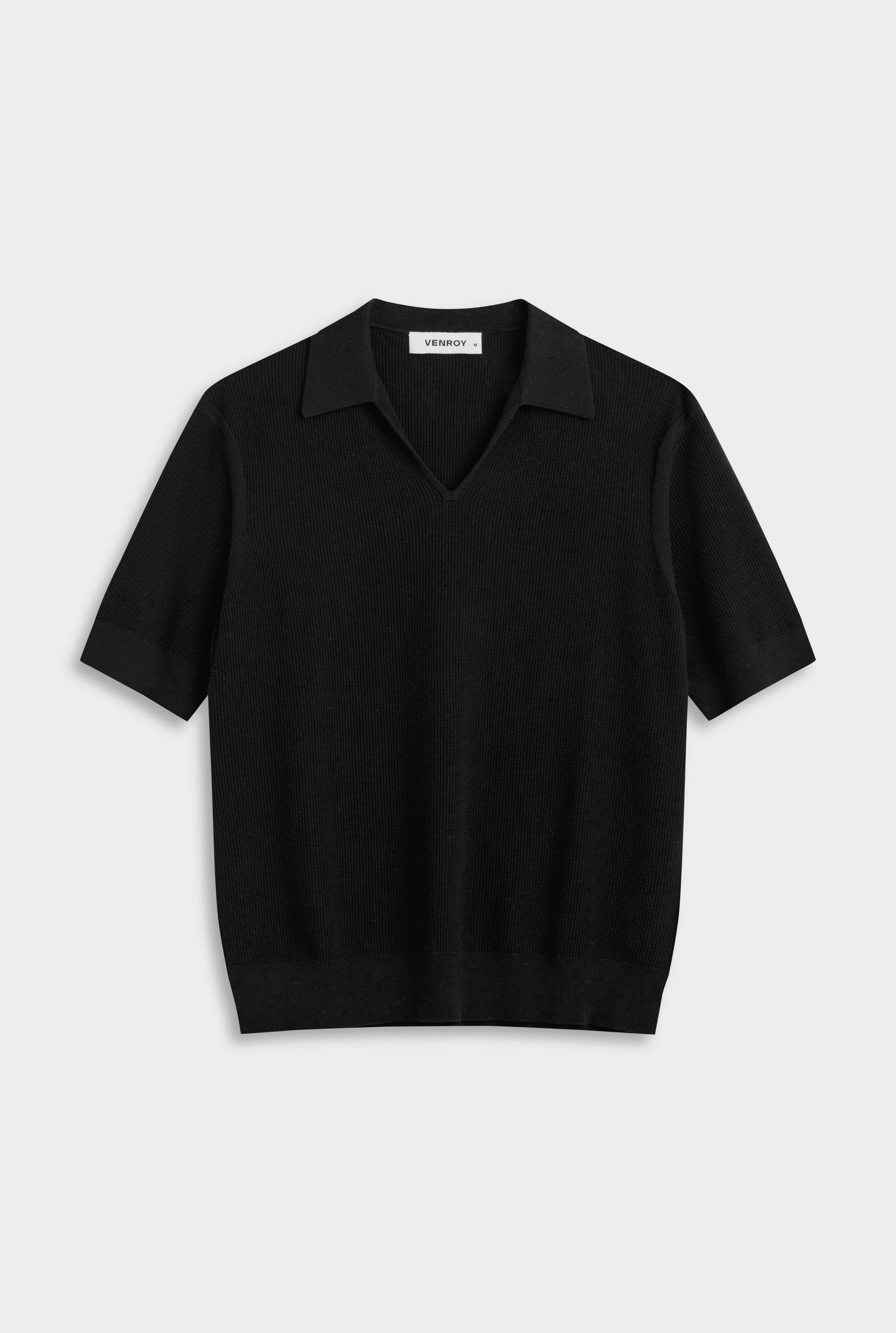 Lightweight Knit Polo - Black