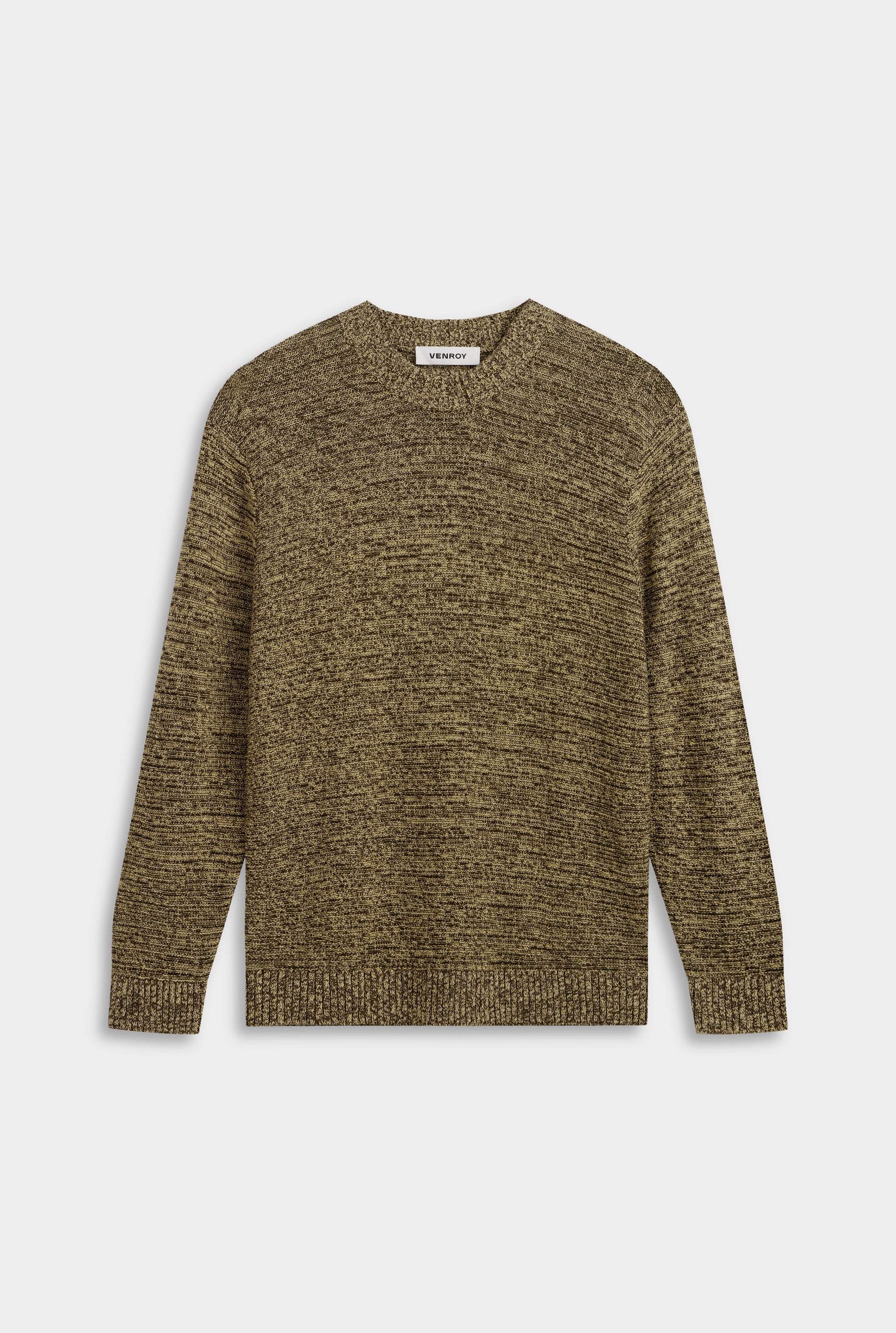 Marled Cotton Linen Sweater - Brown/Wheat