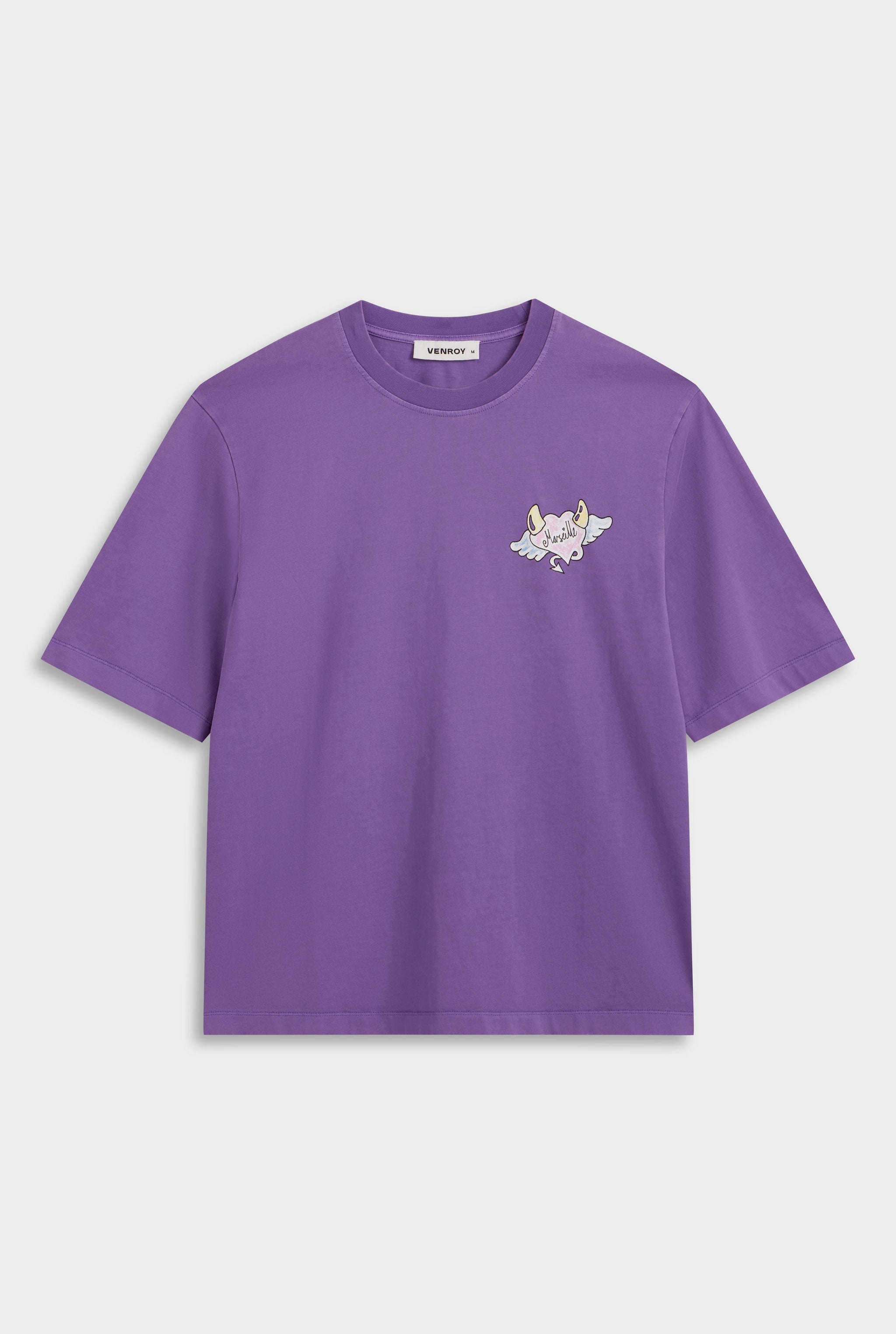 Pigment Dyed Oversized Cotton T Shirt - Purple