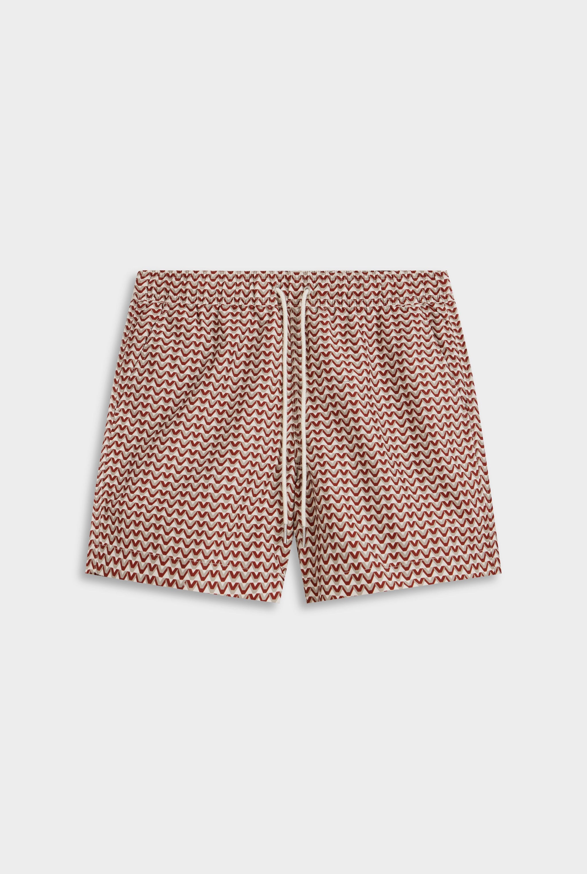 Printed Swim Short - Burnt Red/Soft Gray/Off White V Monogram