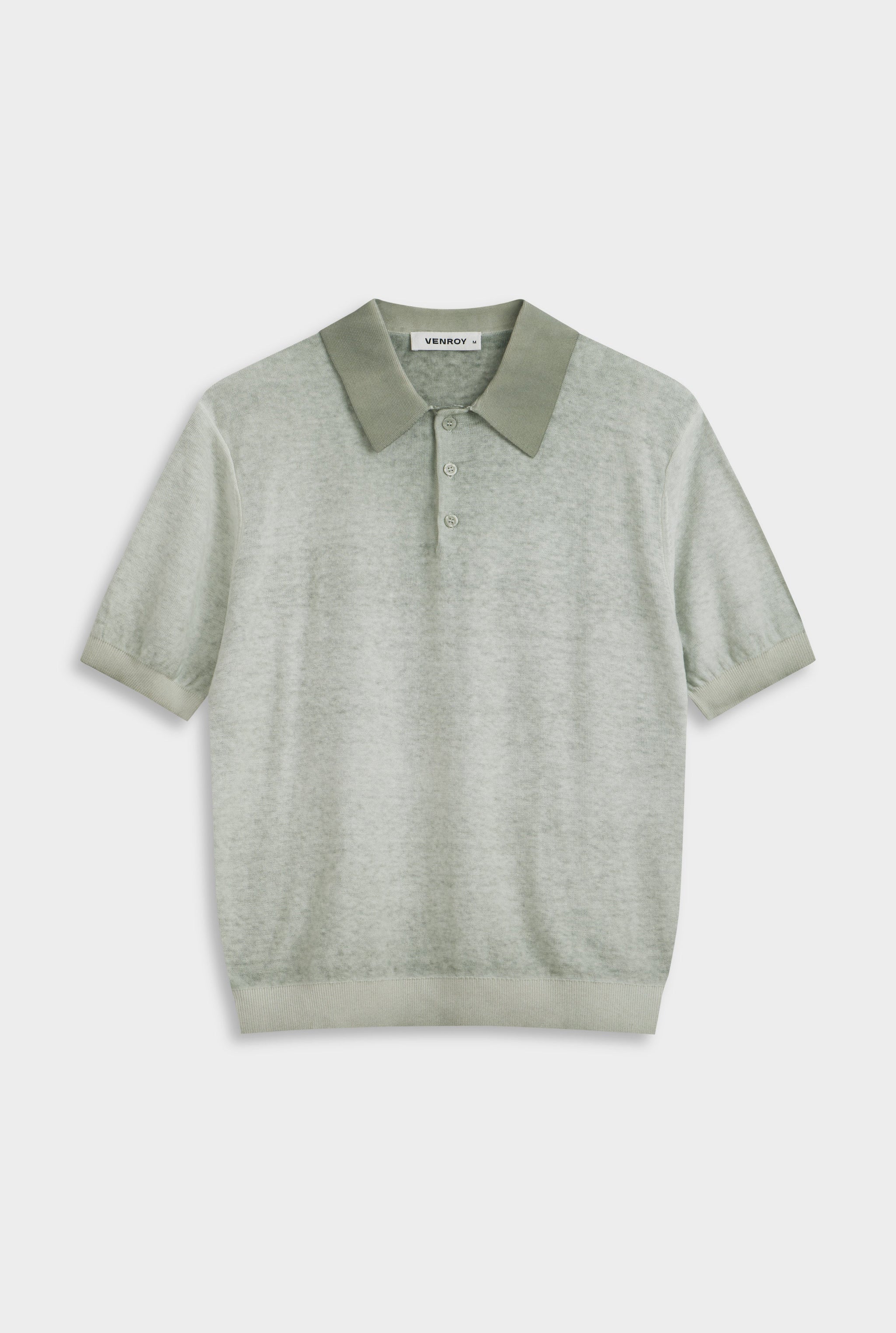 Reverse Printed Knit Polo - Dried Sage