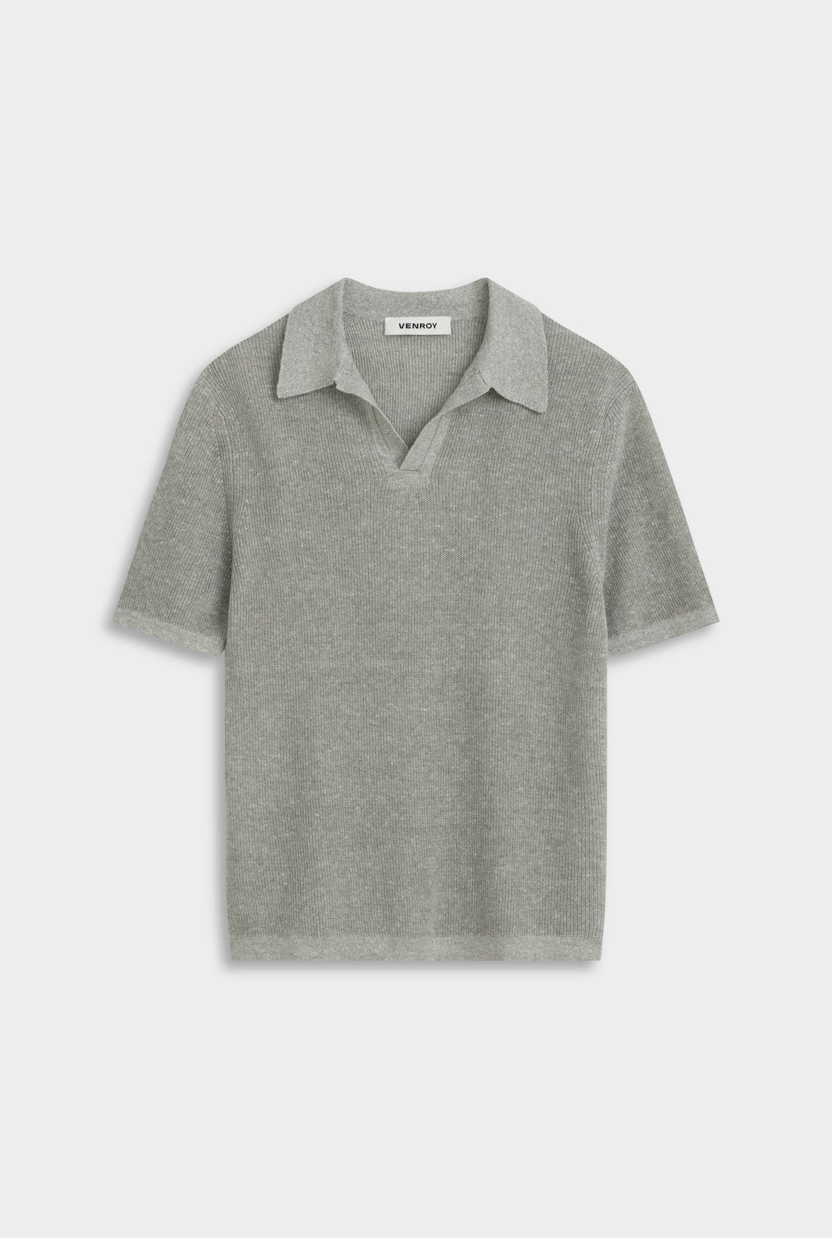 Rib Knit Open Neck Polo - Sage Marl [[AU_MEDIA:gid://shopify/MediaImage/27754570154071]]