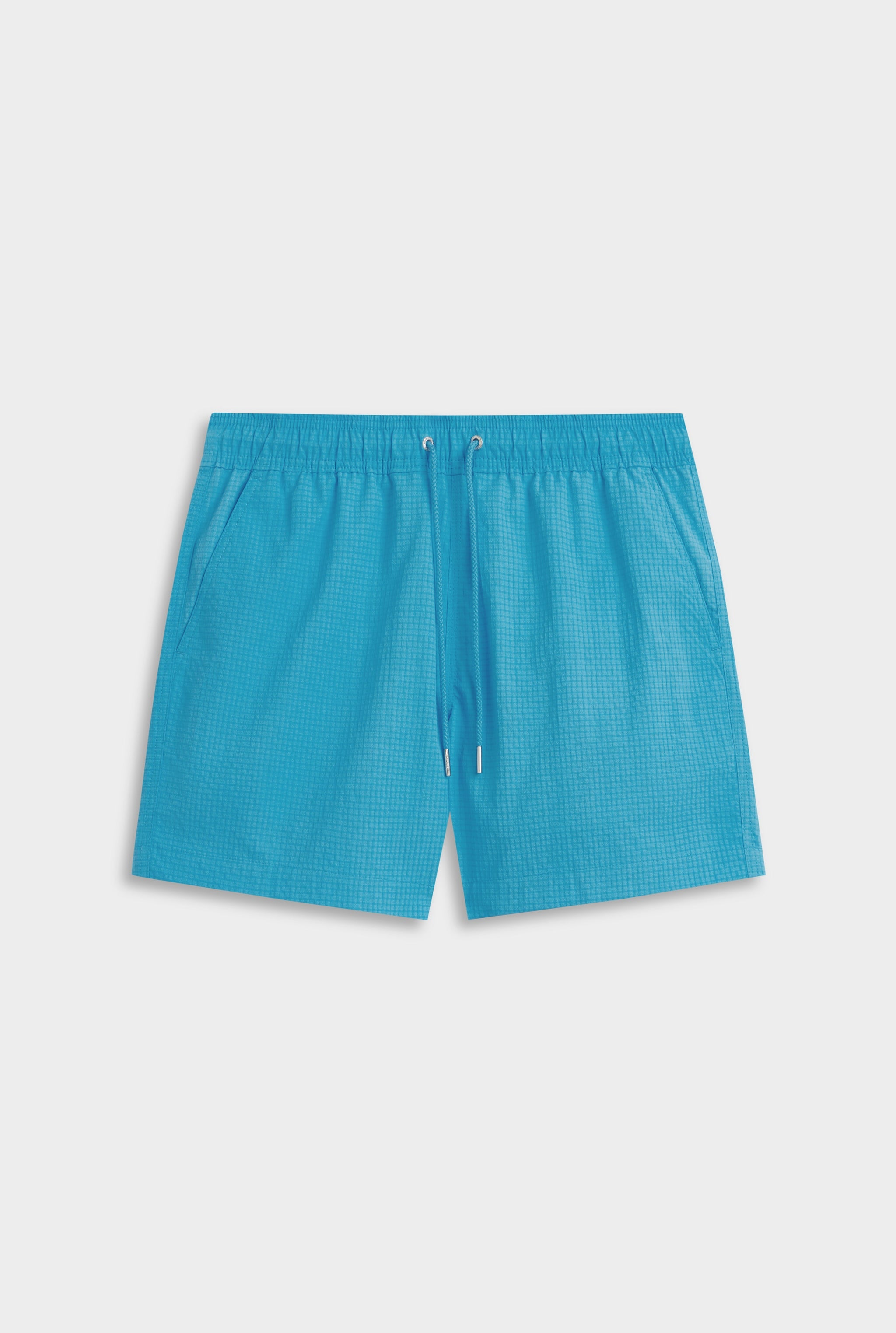 Seersucker Solid Swim Short - Aquarius Blue