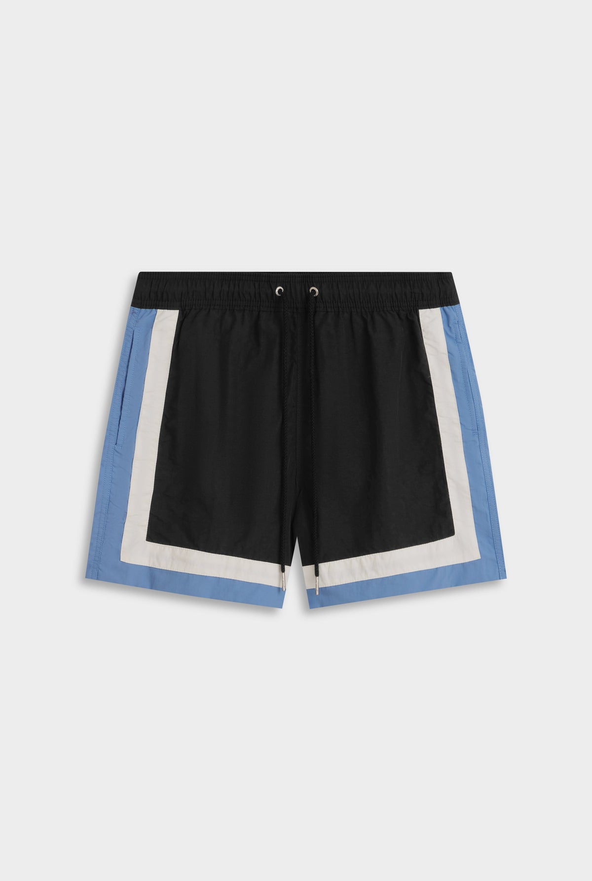 Tri Colour Nylon Swim Short - Black/White/Dusk Blue [[AU_MEDIA:gid://shopify/MediaImage/27754571530327]]