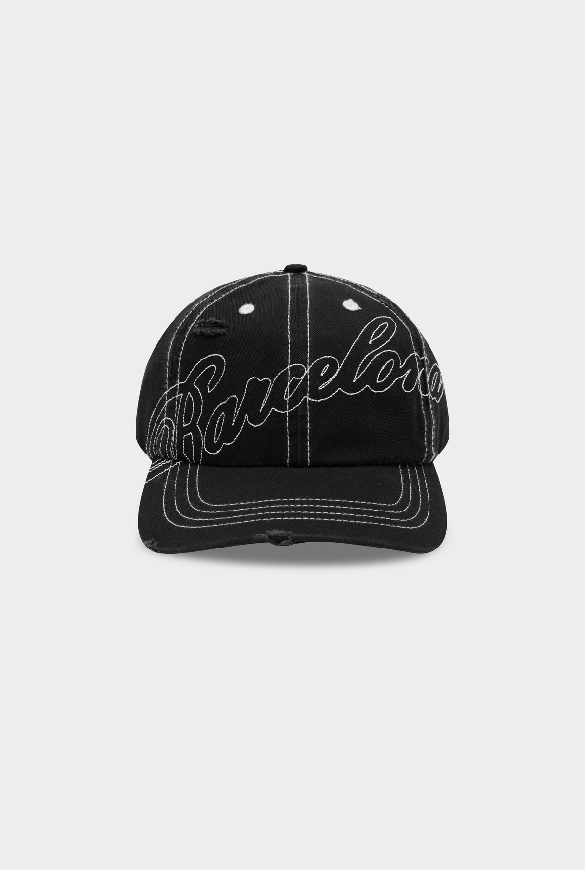 Barcelona Cursive Canvas Cap - Washed Black [[AU_MEDIA:gid://shopify/MediaImage/27754460348503]]
