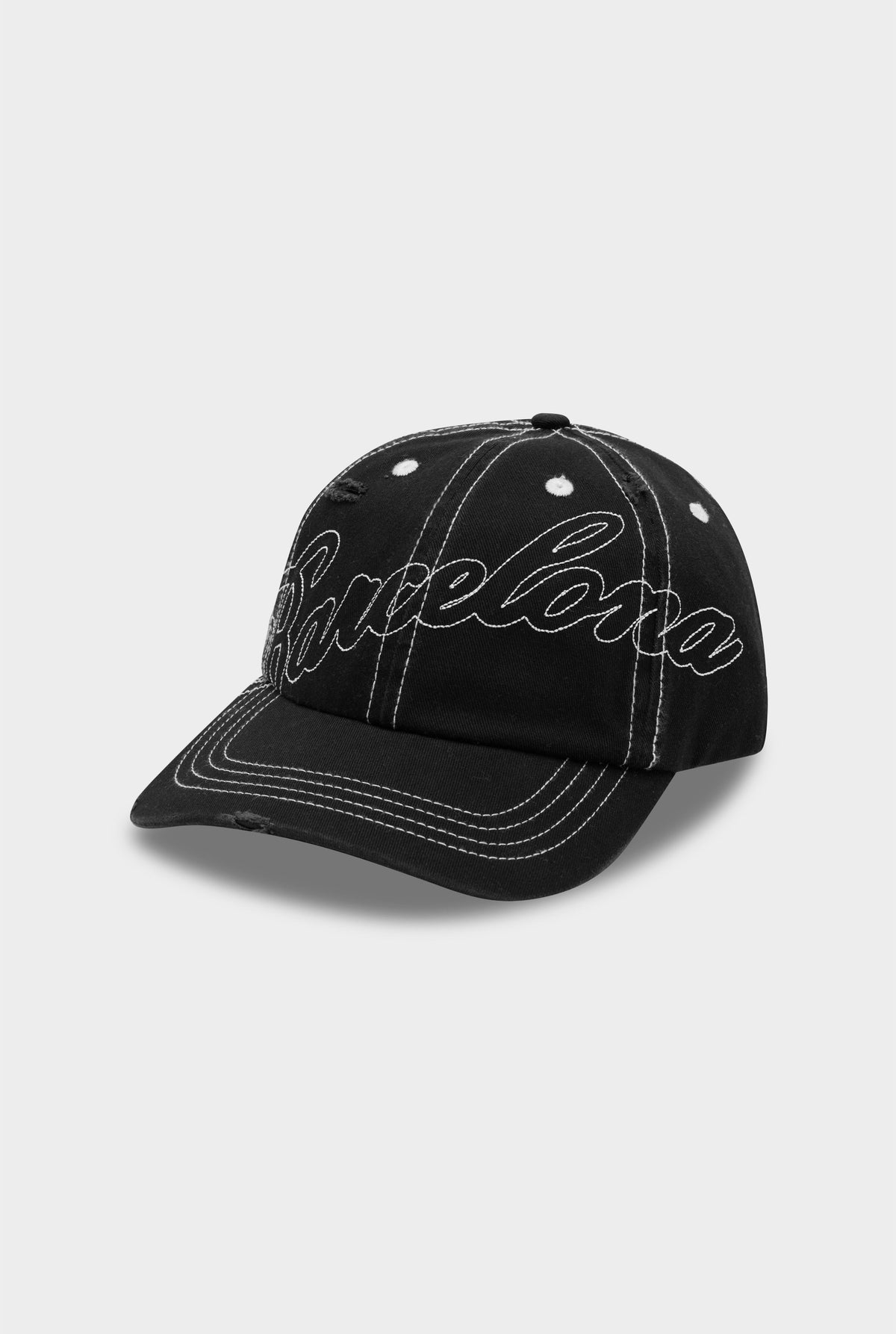 Barcelona Cursive Canvas Cap - Washed Black [[AU_MEDIA:gid://shopify/MediaImage/27754460545111]]
