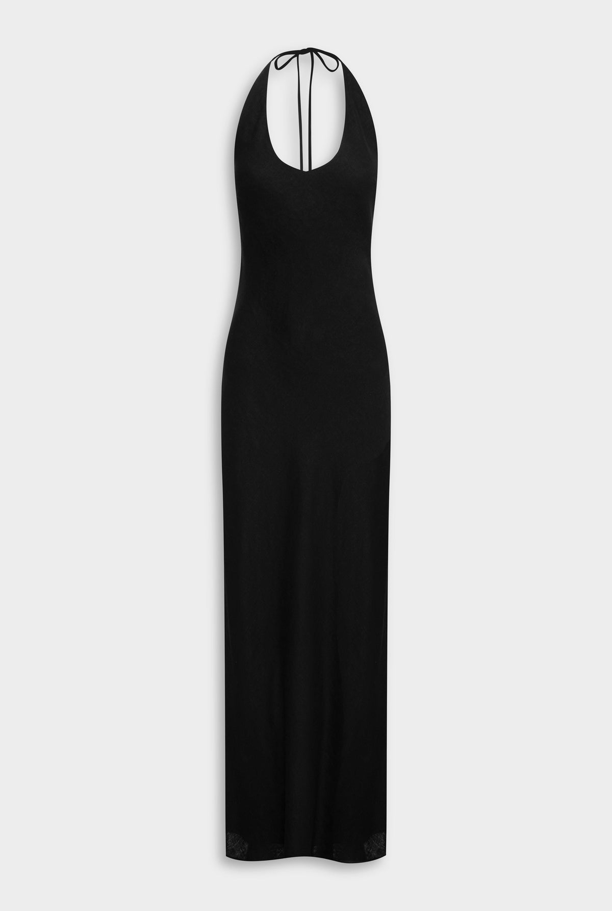 Bias Halter Linen Maxi Dress - Black [[AU_MEDIA:gid://shopify/MediaImage/27754607738967]]