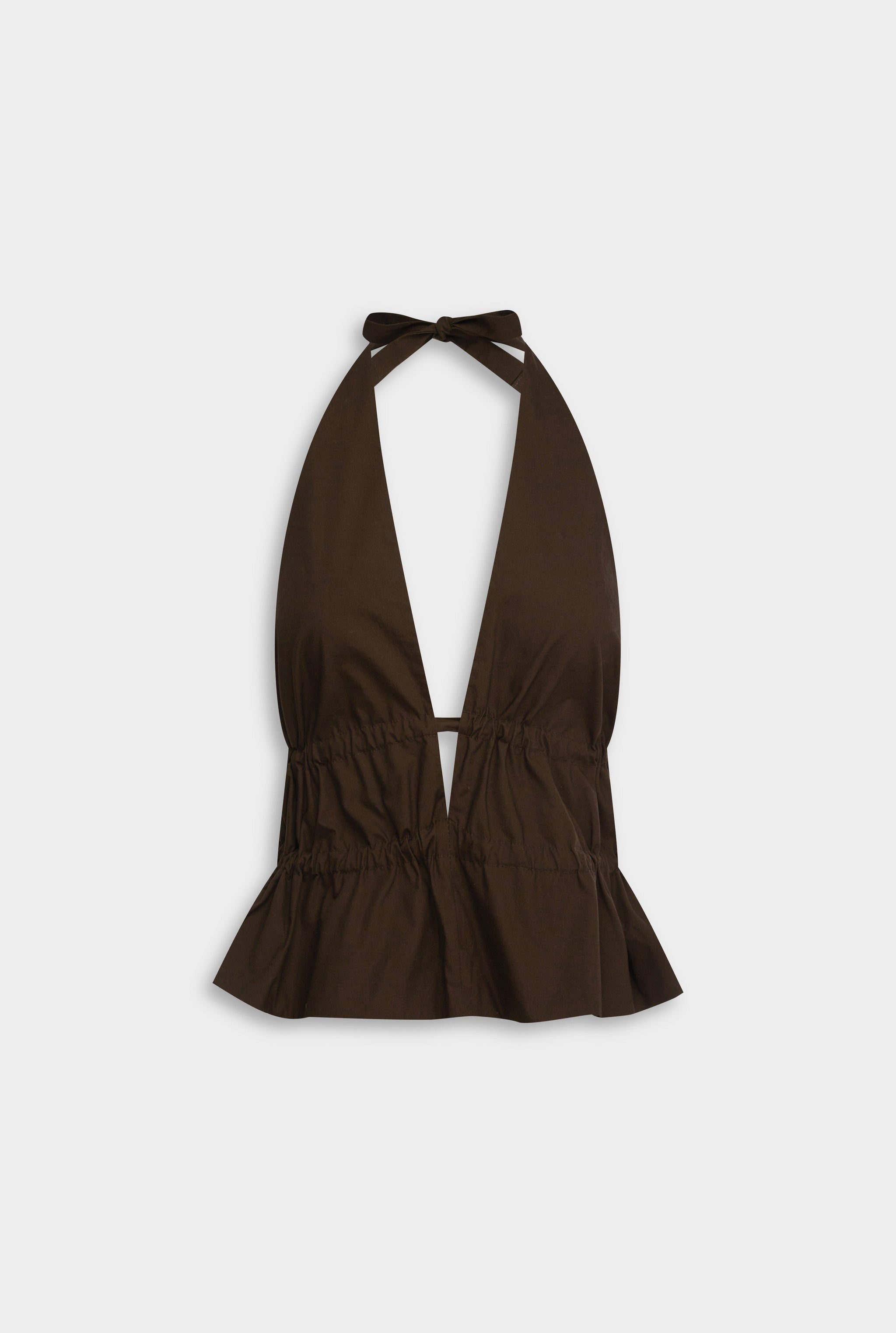 Cotton Poplin Halter Top - Dark Chocolate