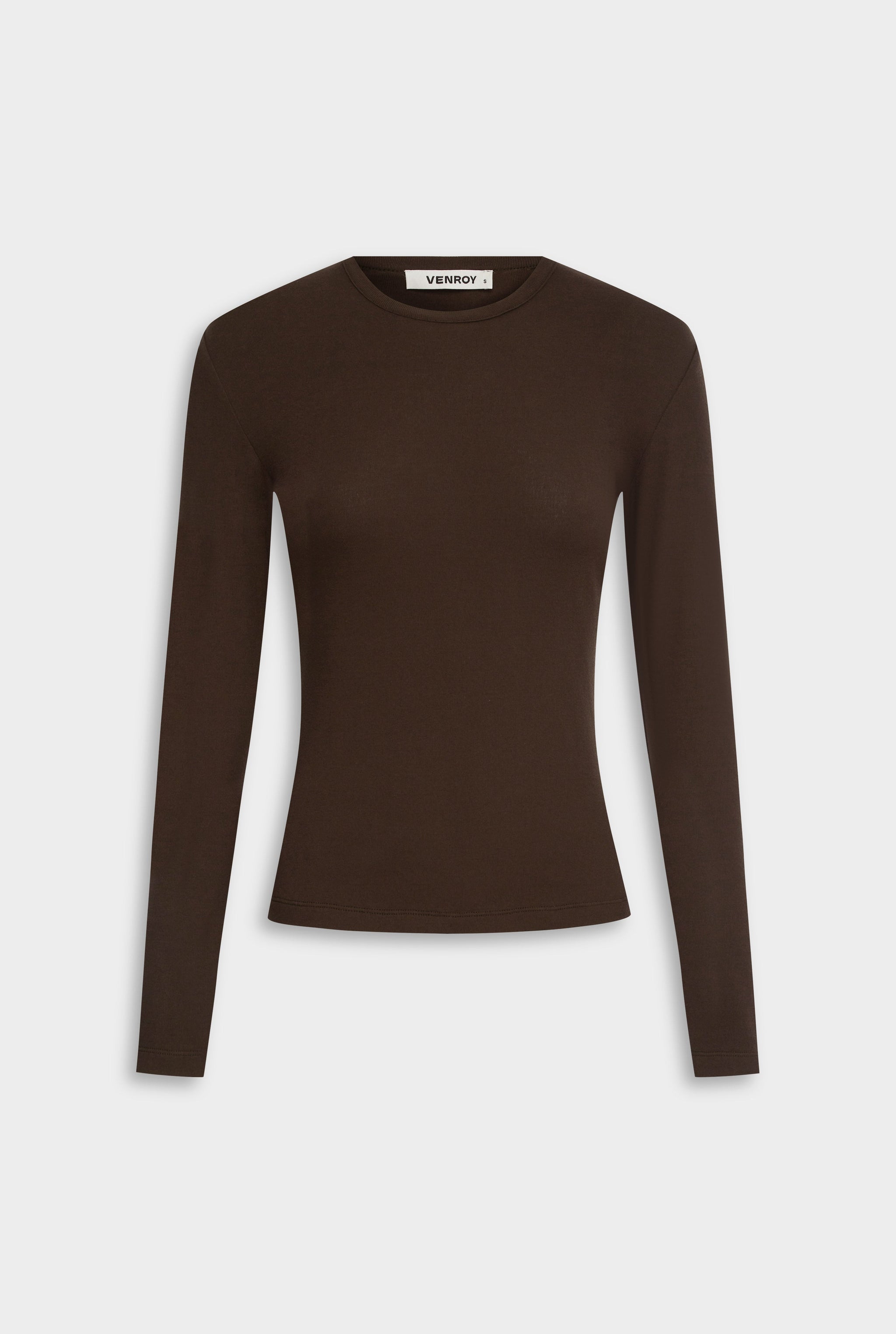 Cotton Rib Long Sleeve Tee - Dark Chocolate