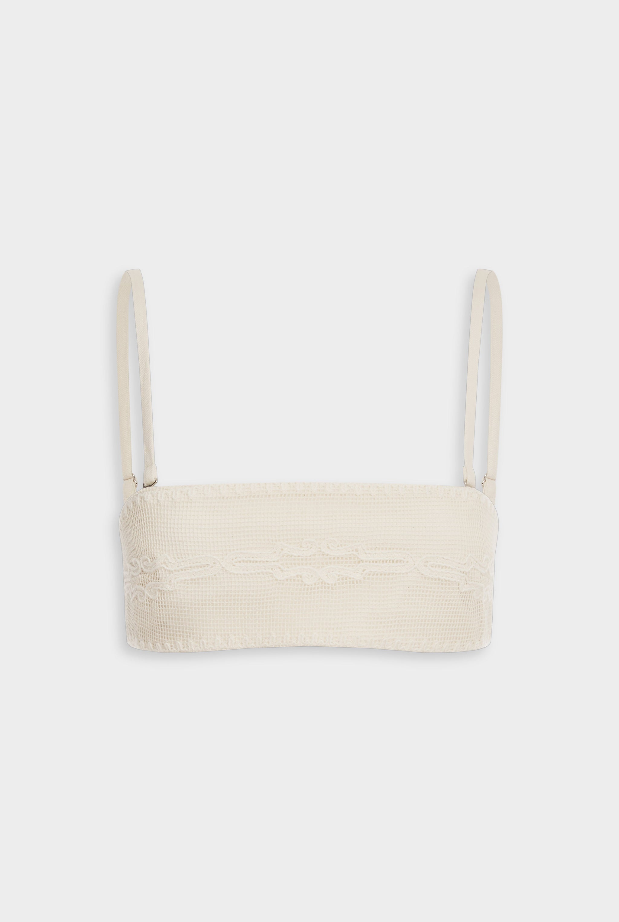 Venroy Embroidered Cotton Mesh Bandeau - Natural
