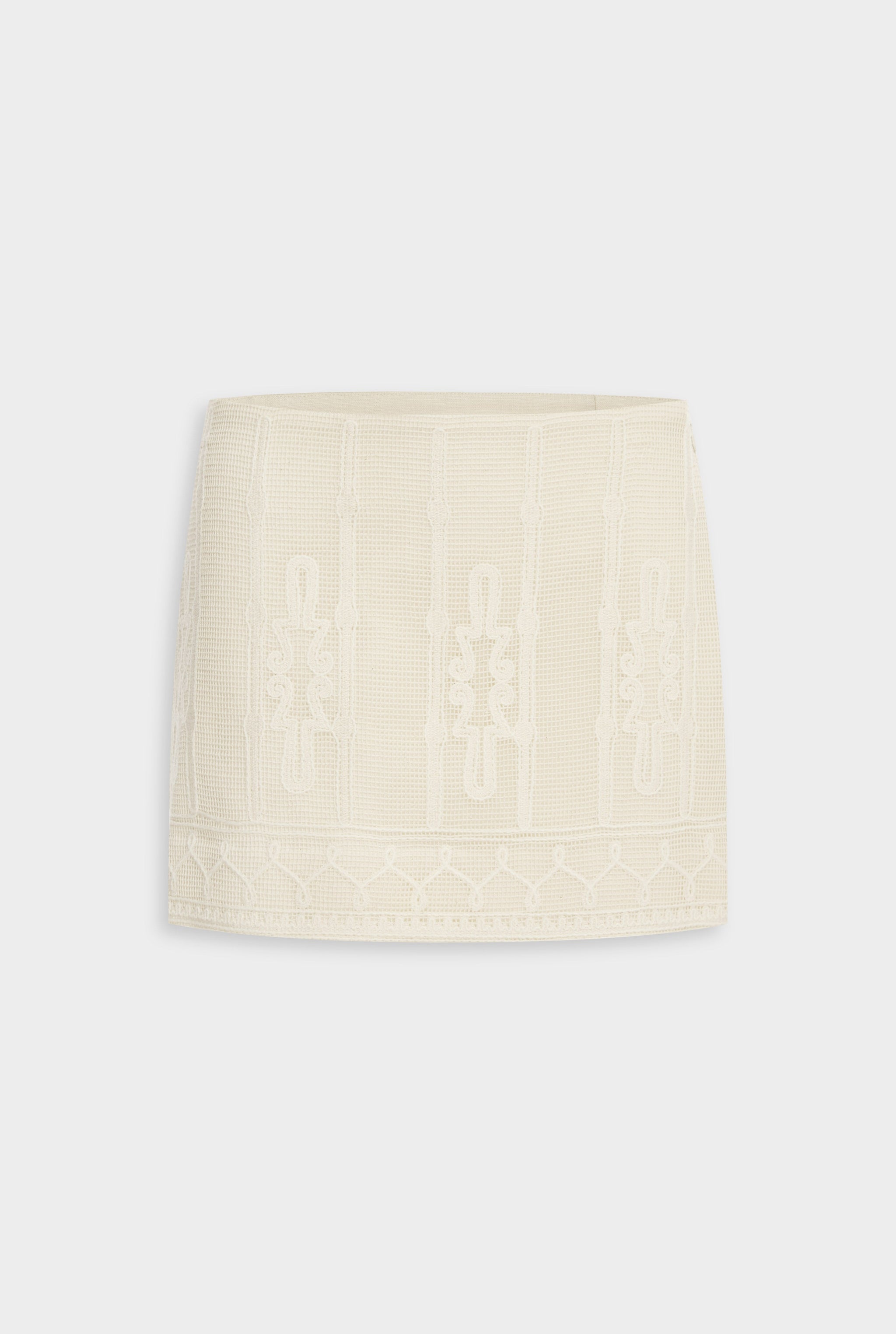 Venroy Embroidered Cotton Mesh Mini Skirt - Natural