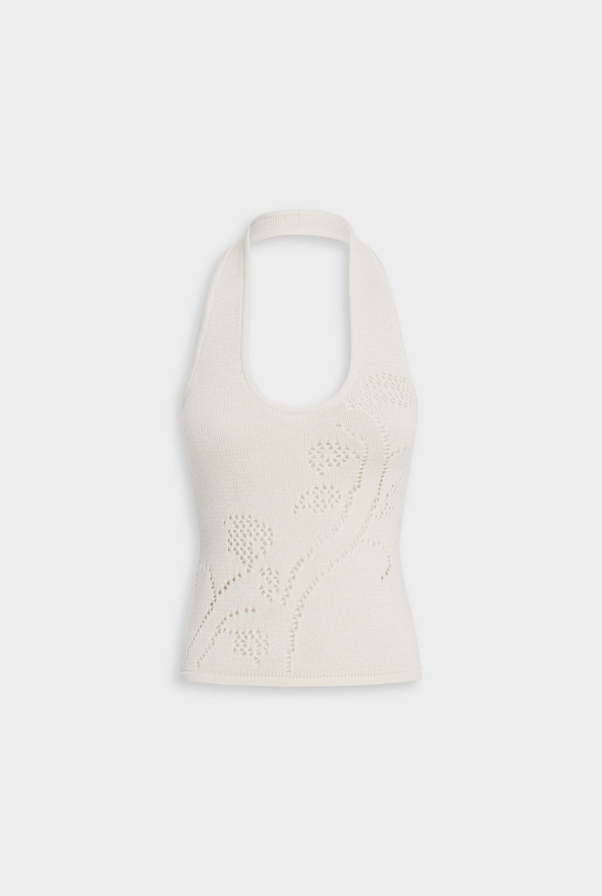 Floral Pointelle Cotton Knit Top - Off White [[AU_MEDIA:gid://shopify/MediaImage/27754610557015]]