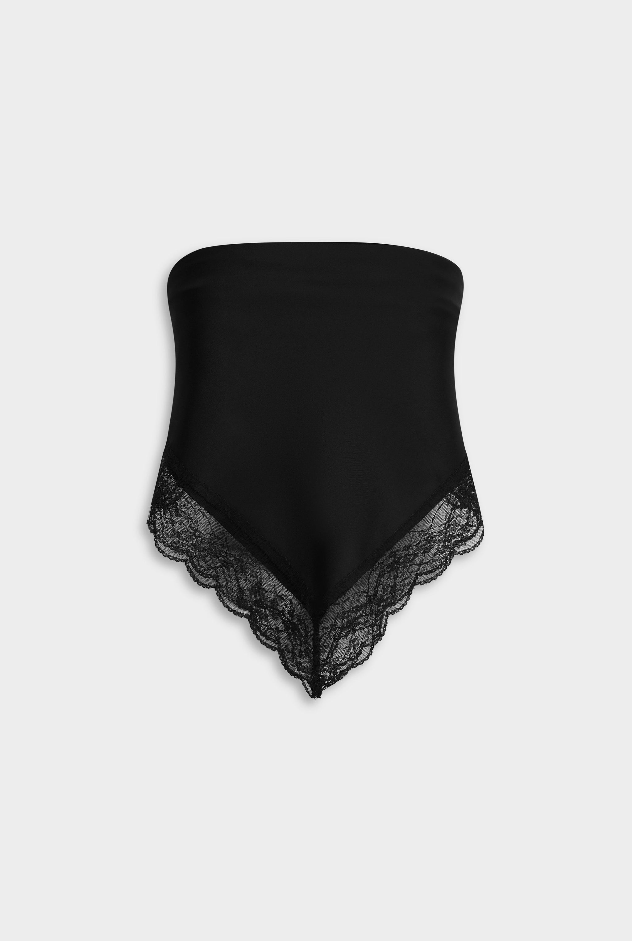 Lace Trim Silk Scarf - Black