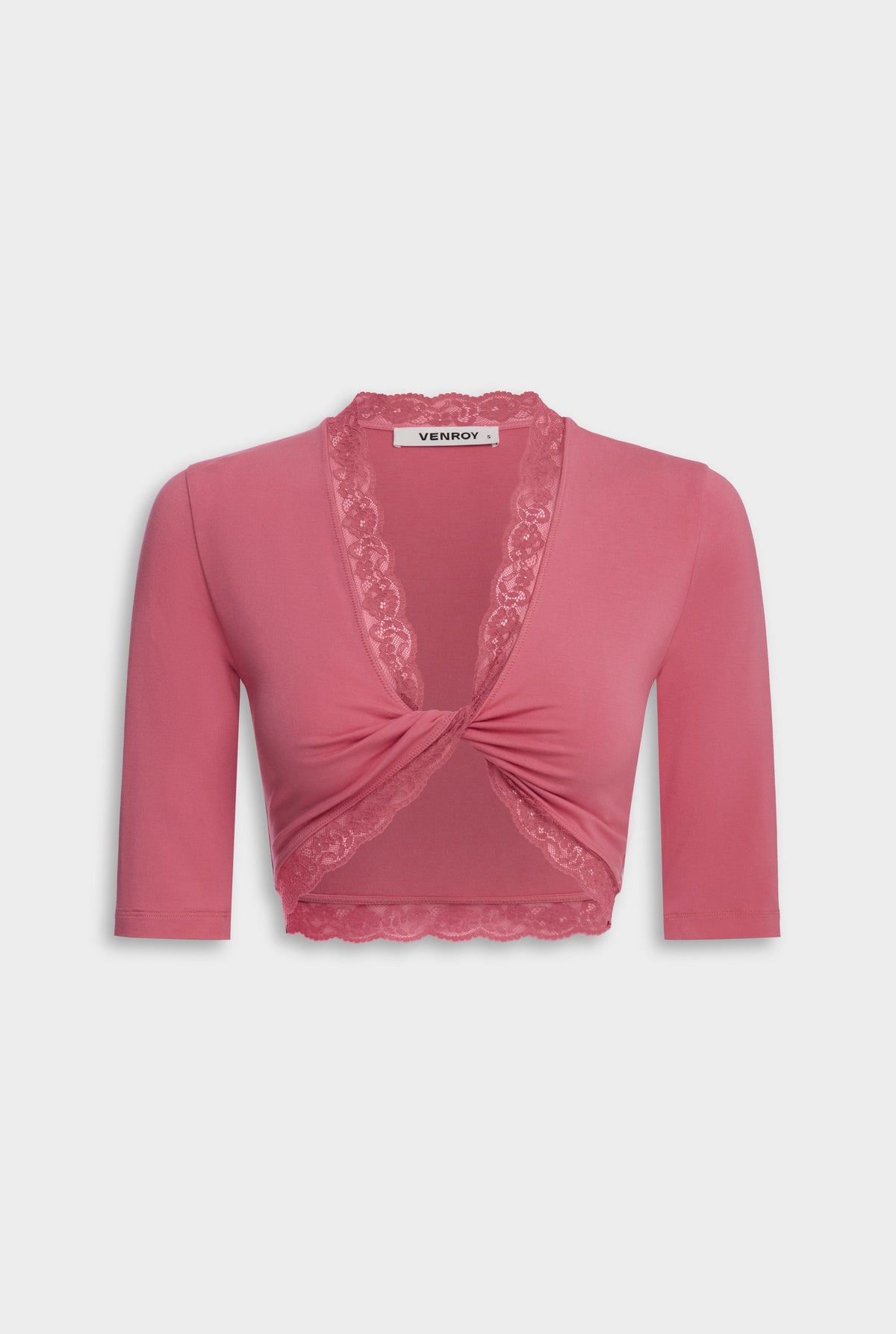 Lace Twist 3/4 Sleeve Top - Confetti Pink [[AU_MEDIA:gid://shopify/MediaImage/27754611179607]]