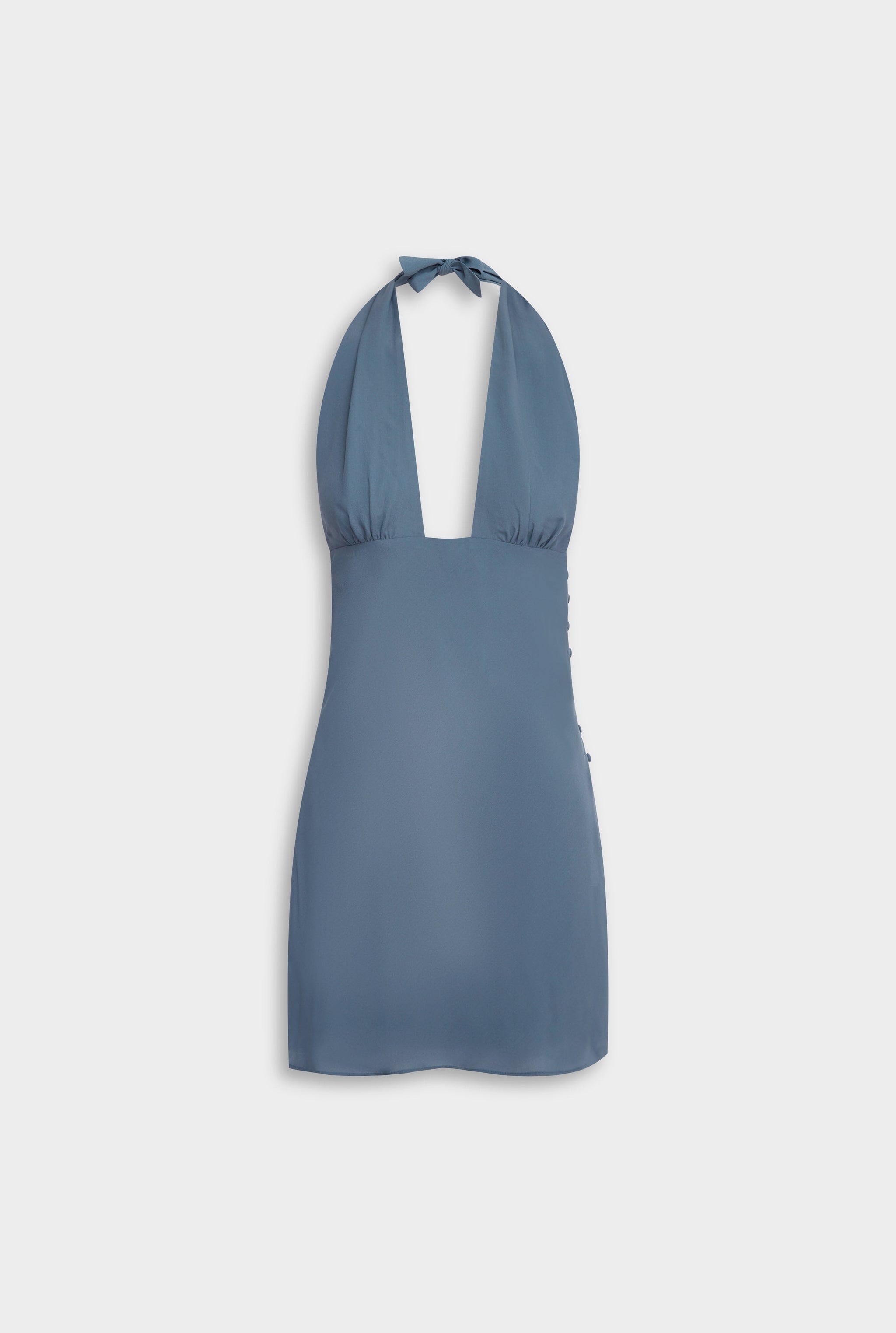 Halter Tie Mini Dress - Slate Blue