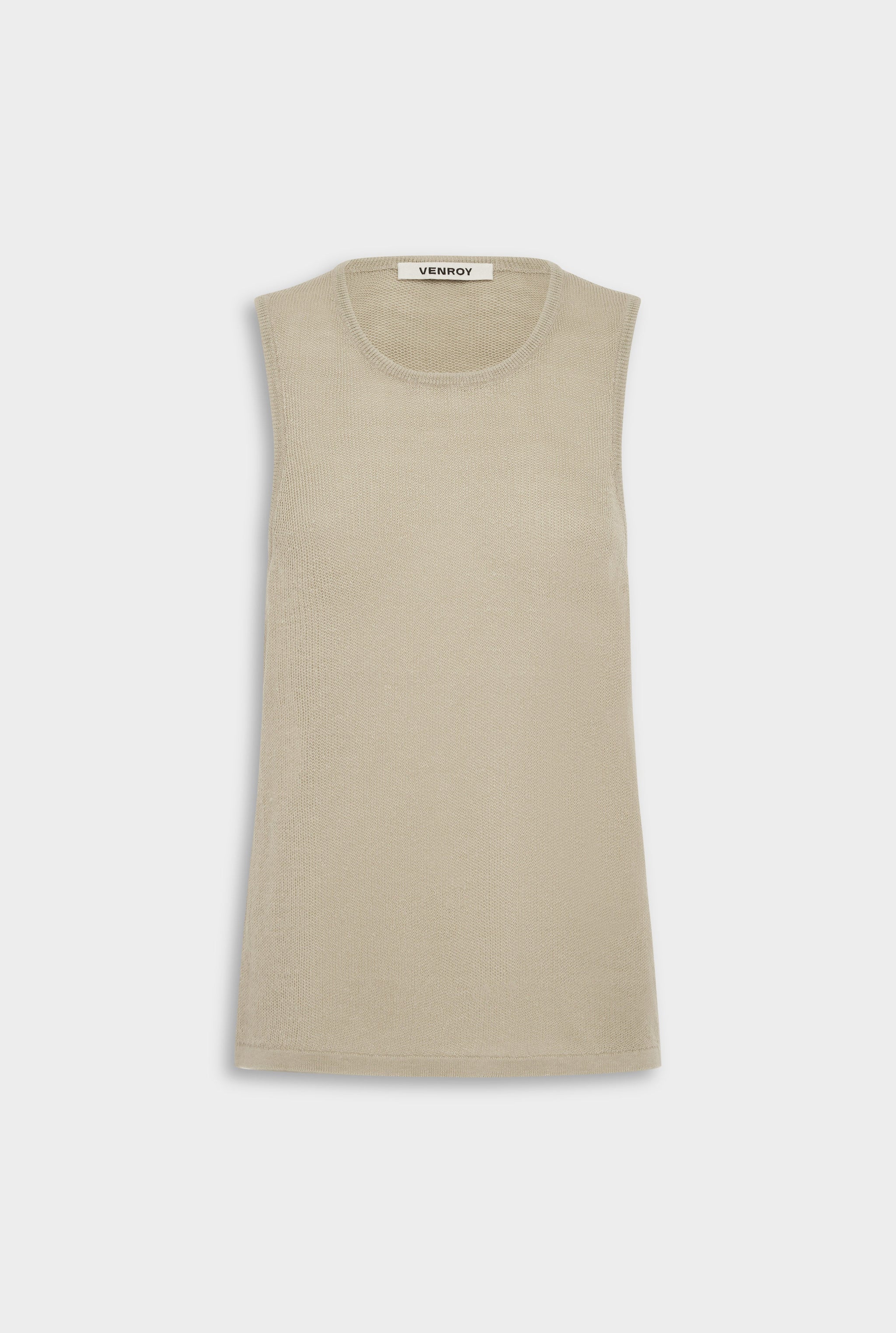 Venroy Relaxed Linen Knit Tank - Taupe