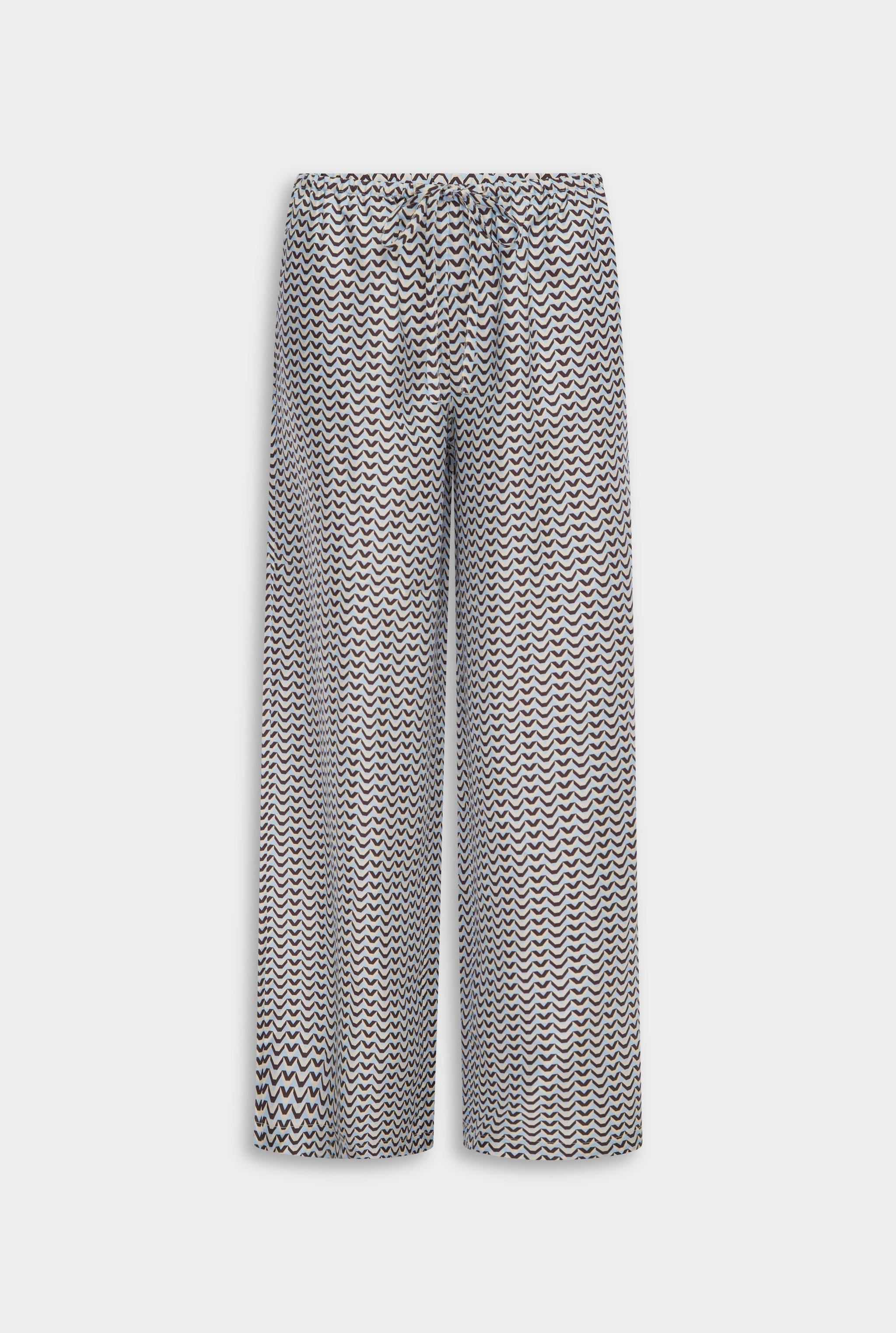 Relaxed Silk Drawstring Pant - Blue/Plum/Butter V Monogram