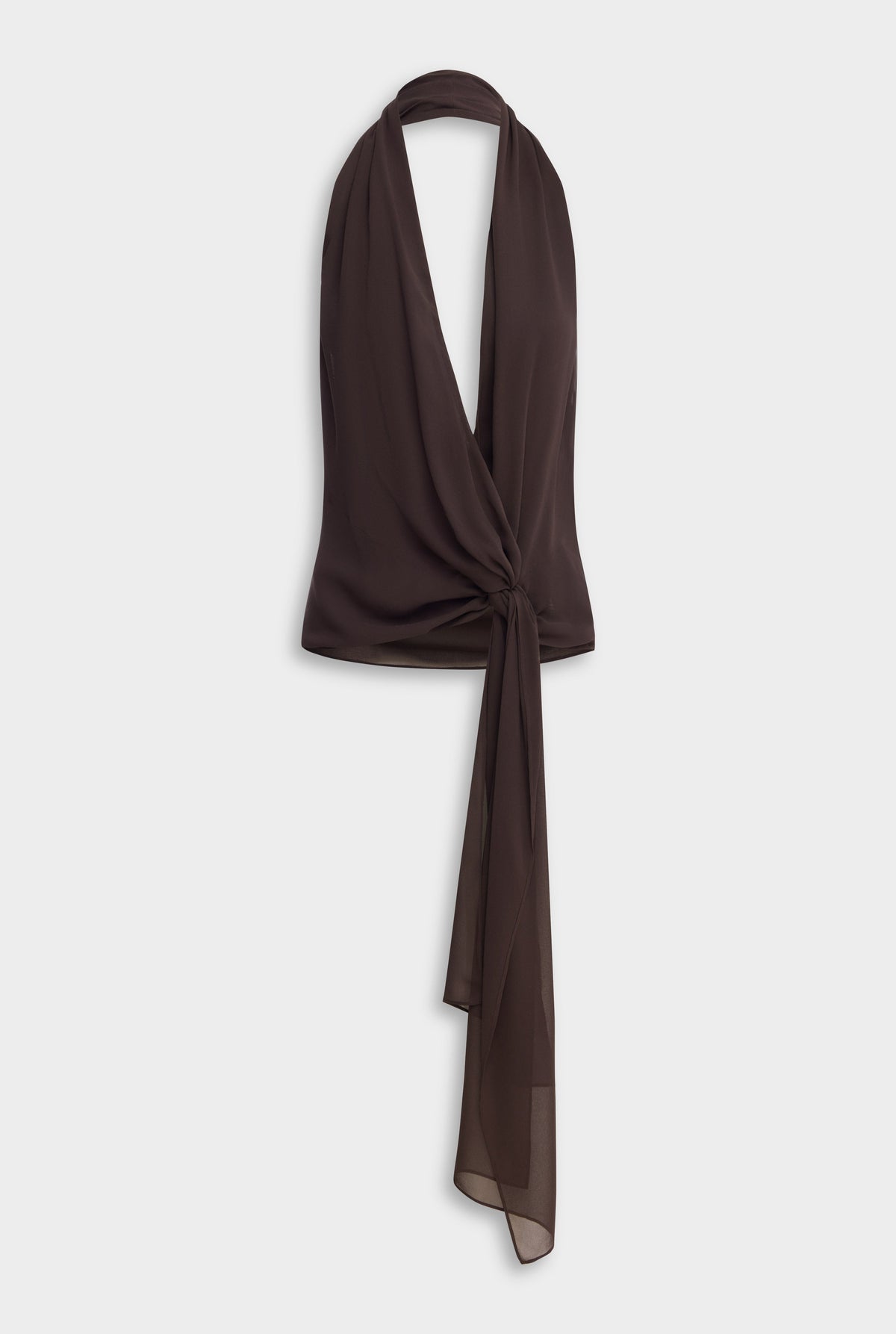 Silk Belted Draped Top - Cacao [[AU_MEDIA:gid://shopify/MediaImage/27754613768279]]