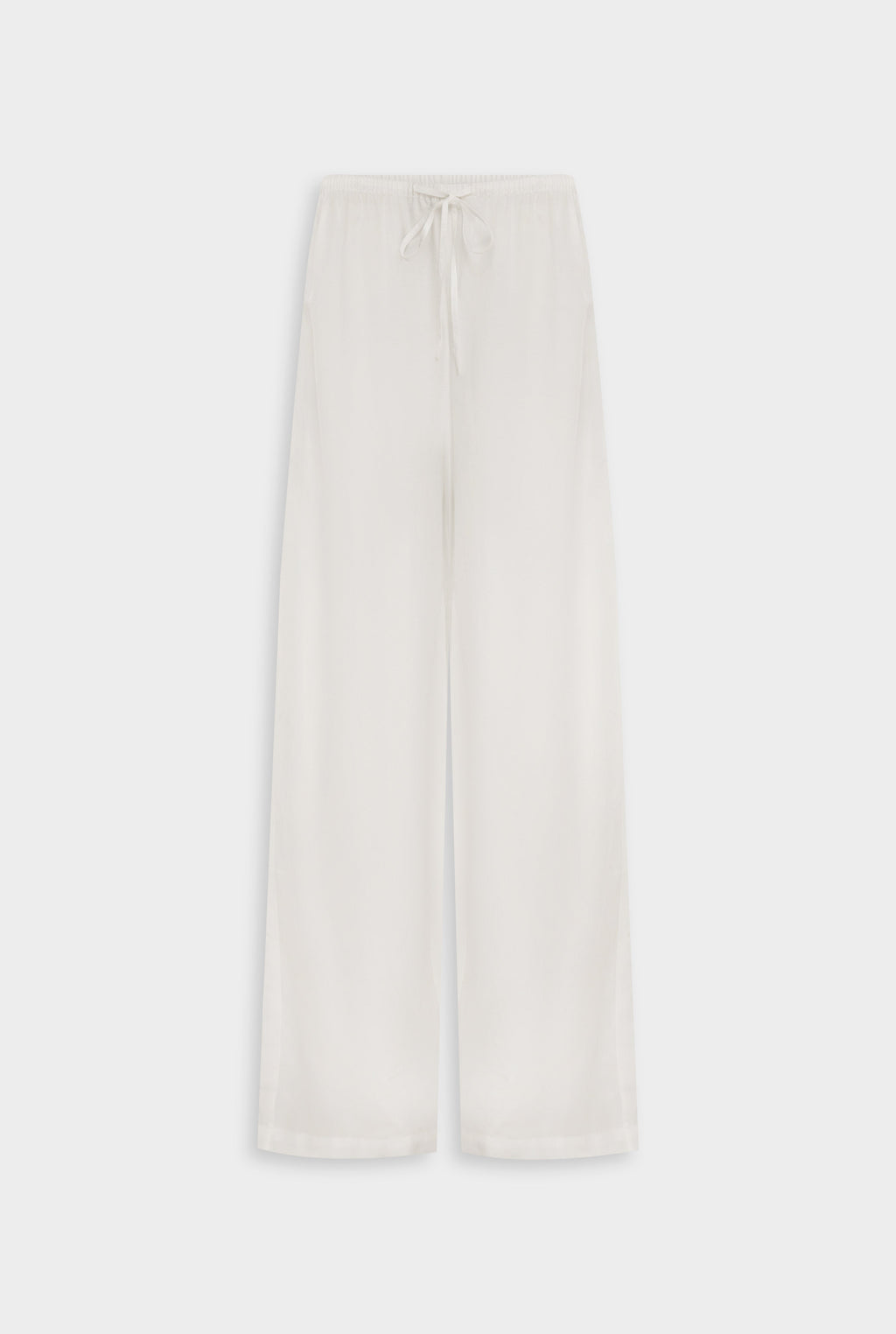 Silk Cotton Drawstring Pant - White