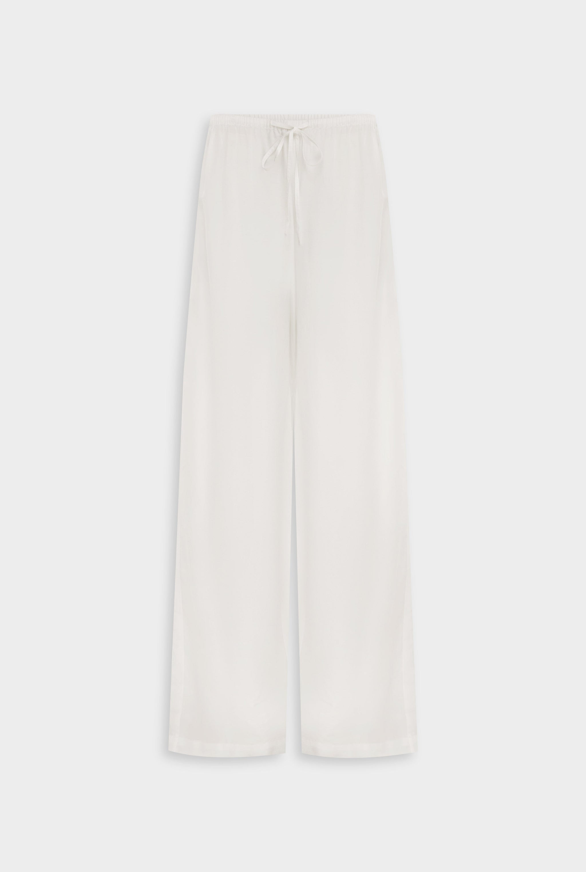 Venroy Silk Cotton Drawstring Pant - White