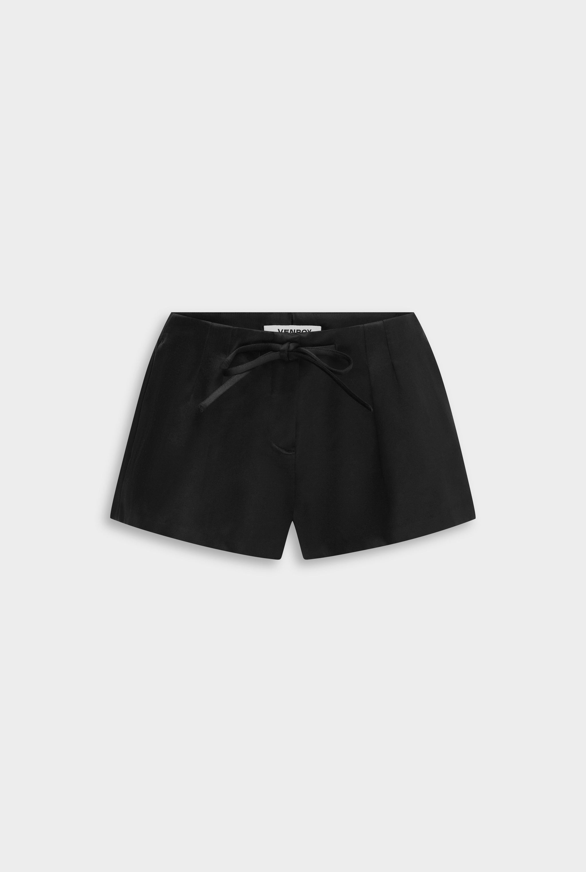 Silk Cotton Drawstring Short - Black