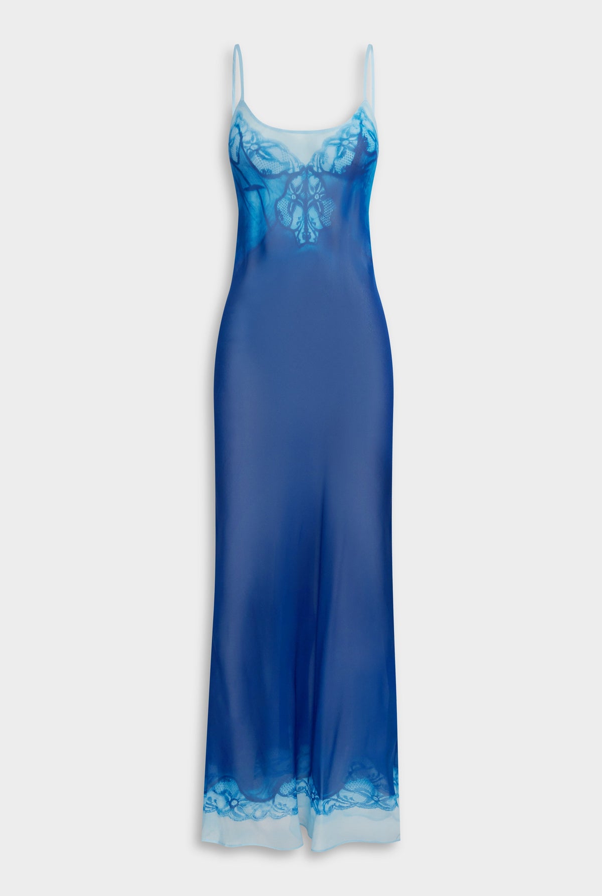 Silk Georgette Slip Dress - Indigo Cyanotype Lace