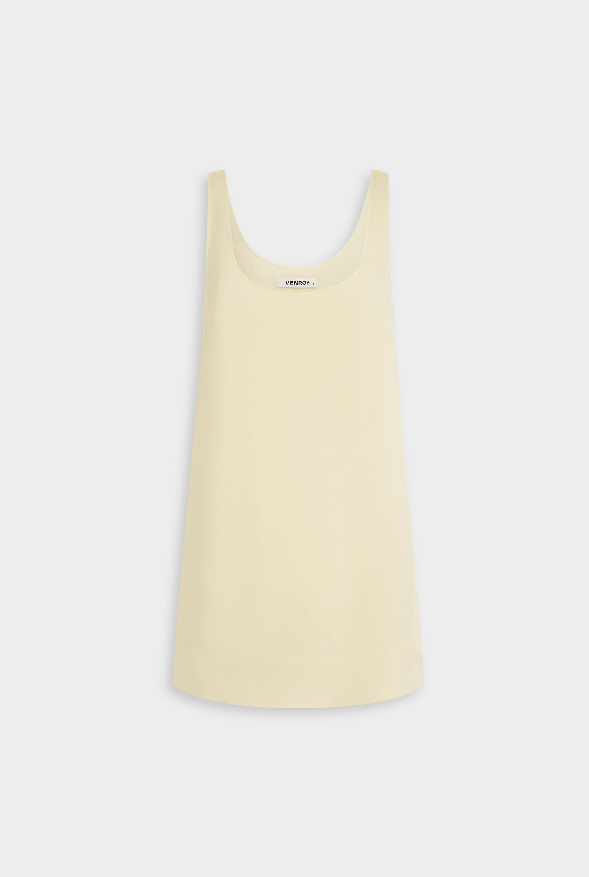 Silk Linen Shift Mini Dress - Buttercream
