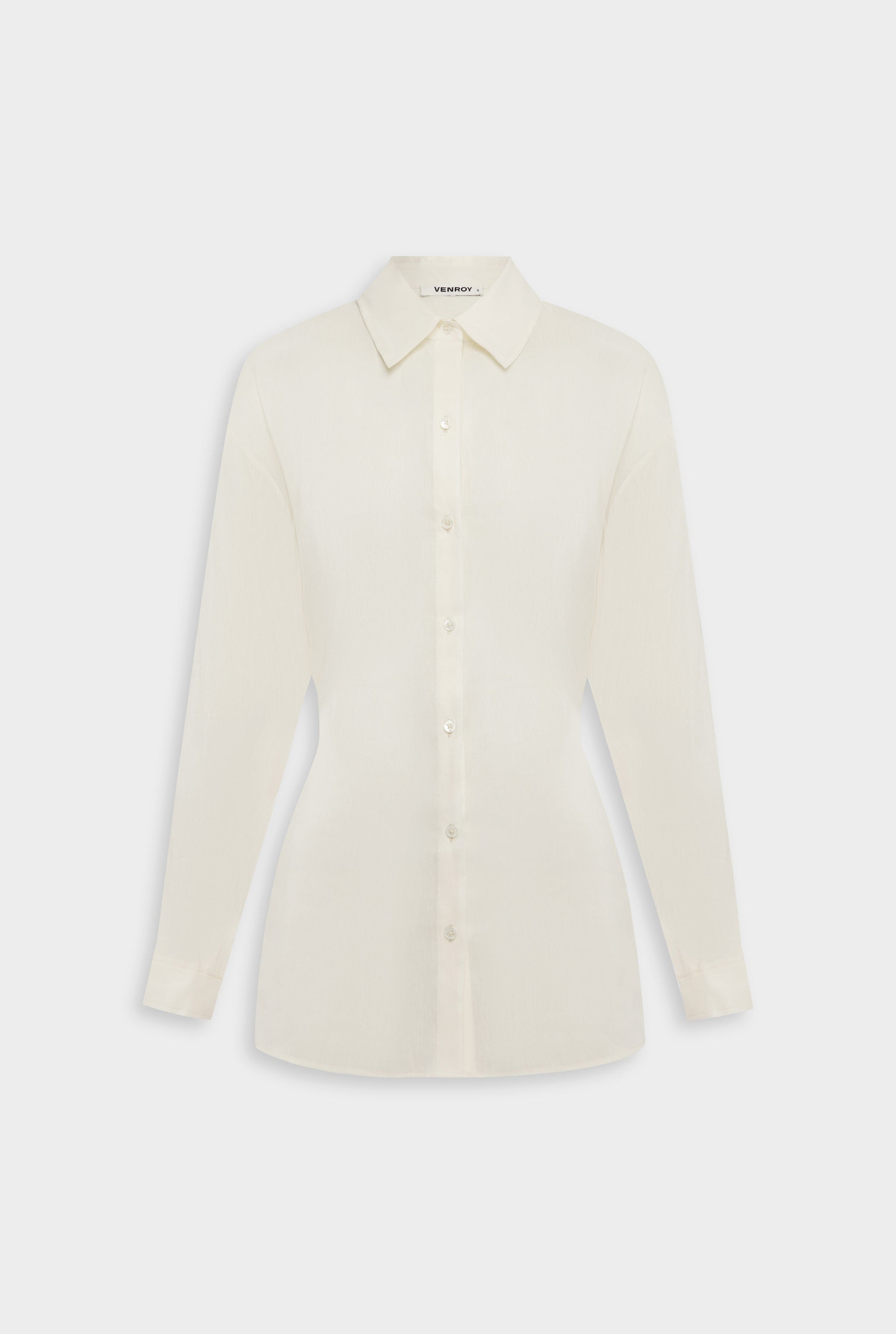 Venroy Relaxed Silk Linen Shirt - Off White
