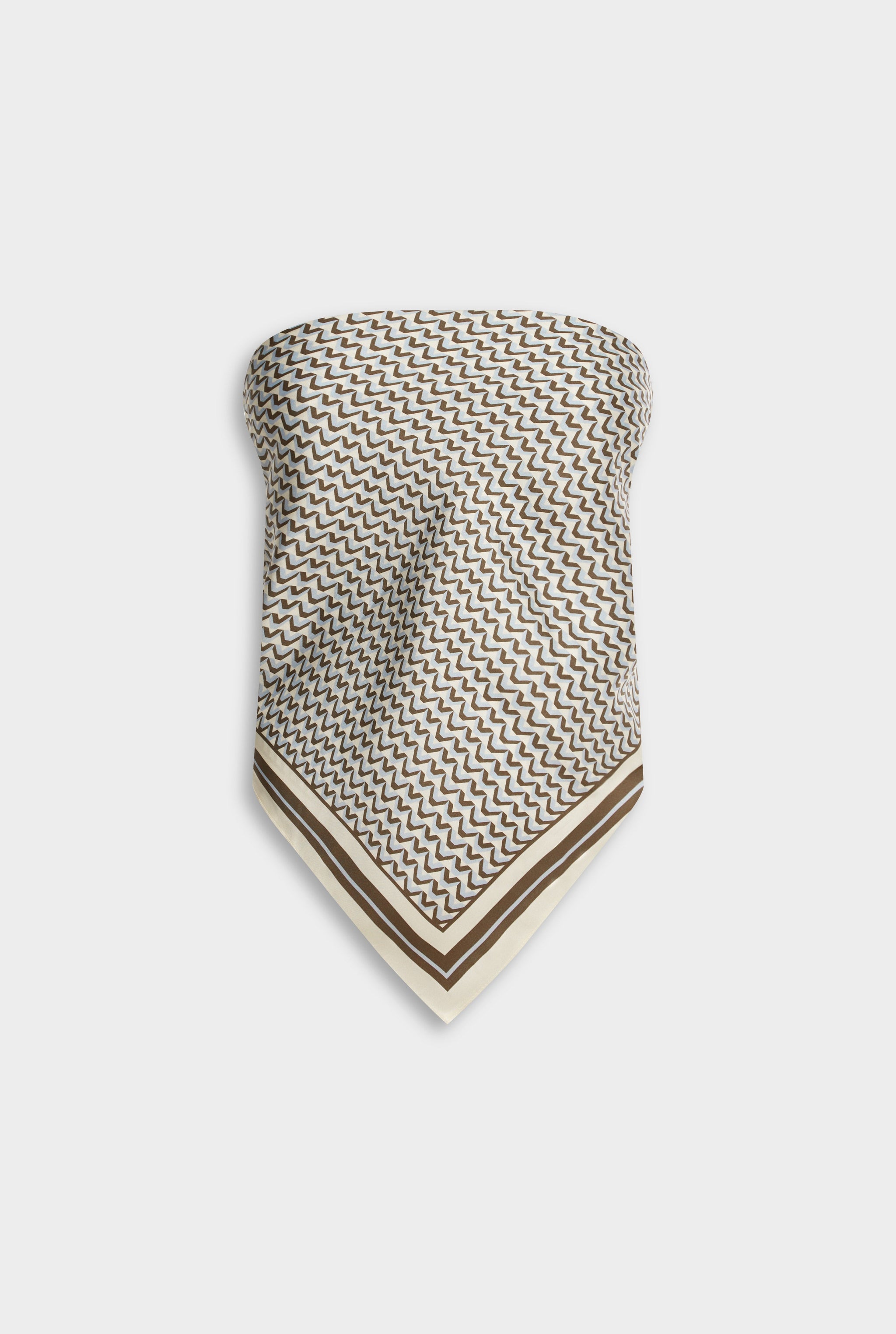 Venroy Silk Scarf - Cream/Brown/Blue V Monogram