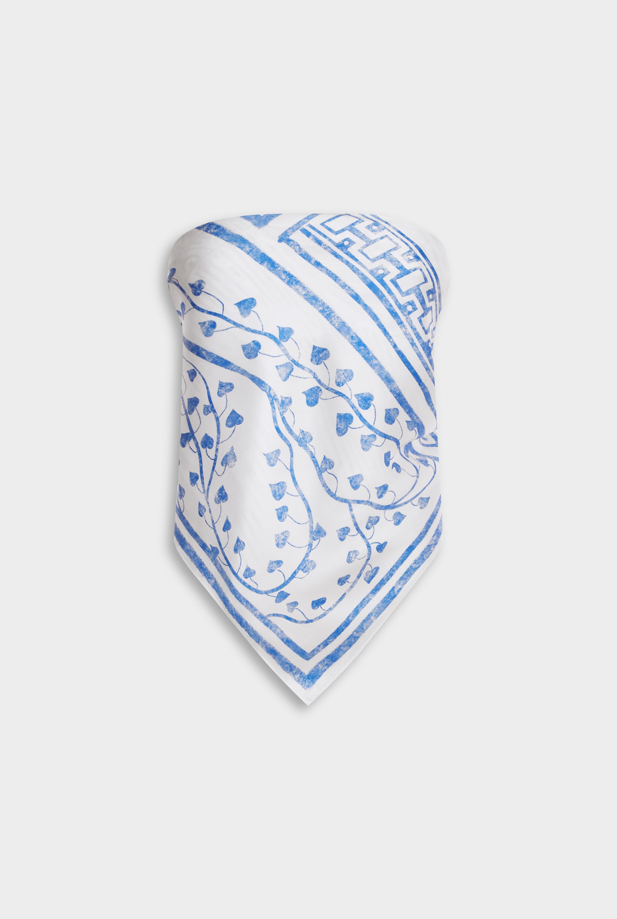 Venroy Silk Scarf - White/Blue Greek Stamp
