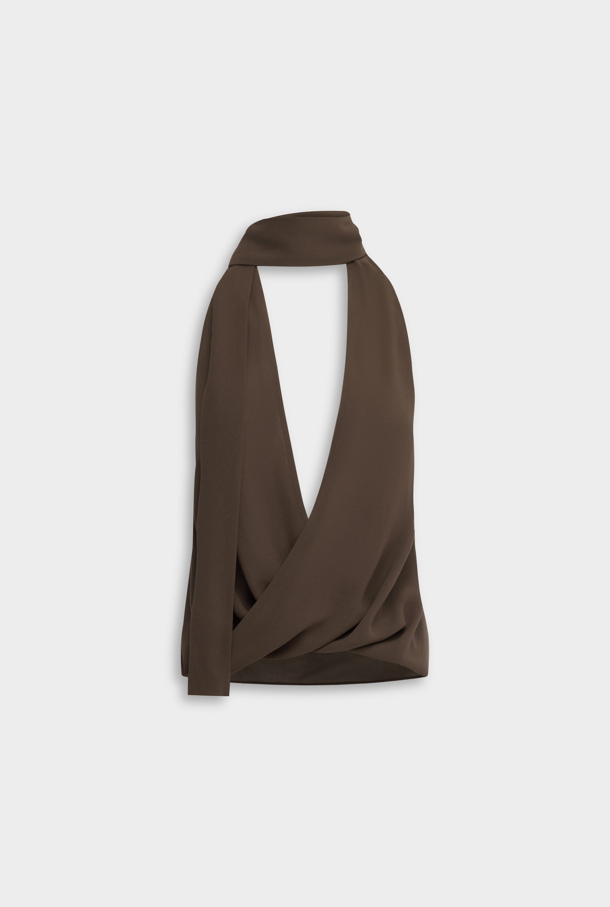 Venroy Silk Twist Plunge Top - Chocolate